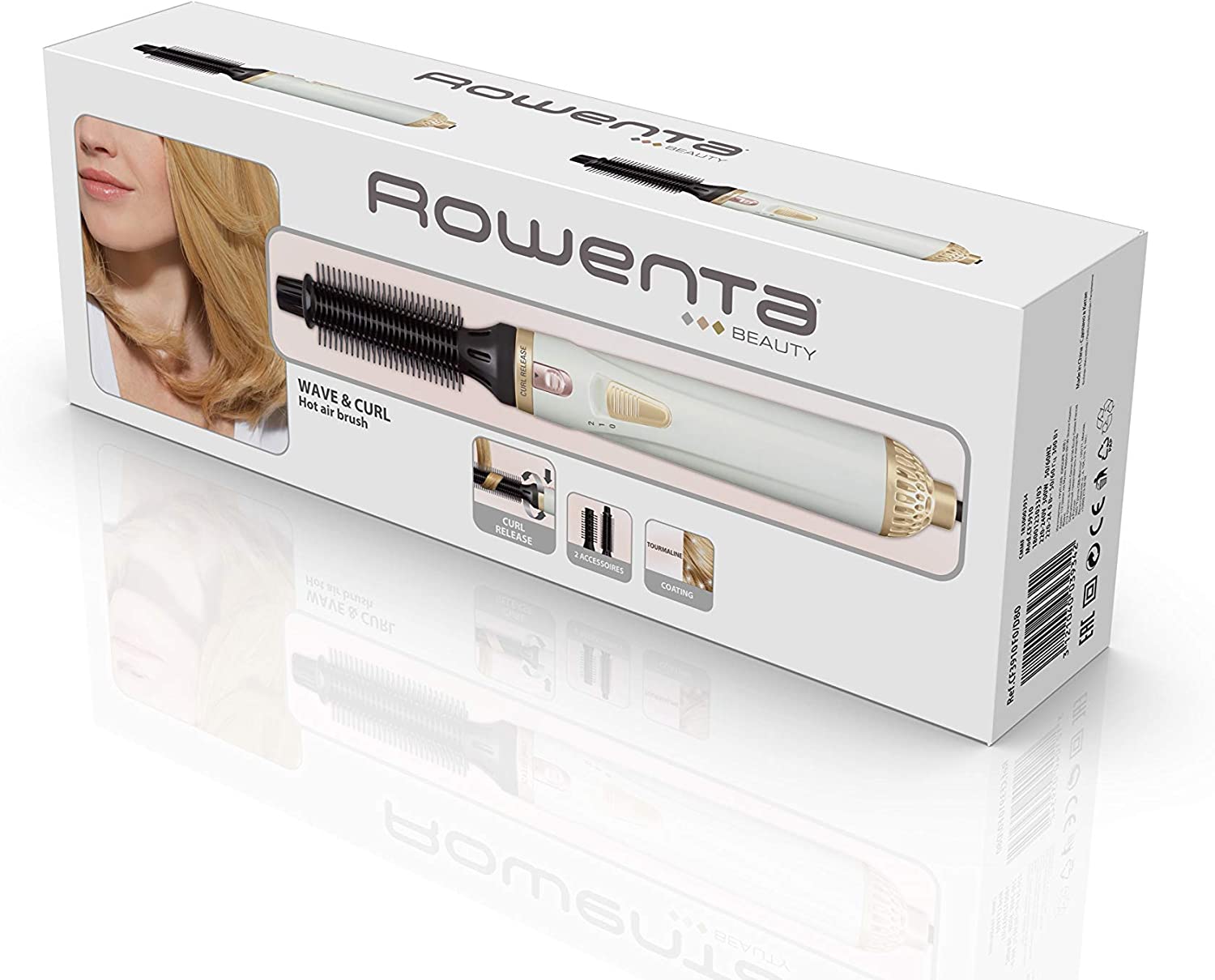 Rowenta CF 3910 Warmluftb&uuml;rste Curl Release Brush wei&szlig;/gold 