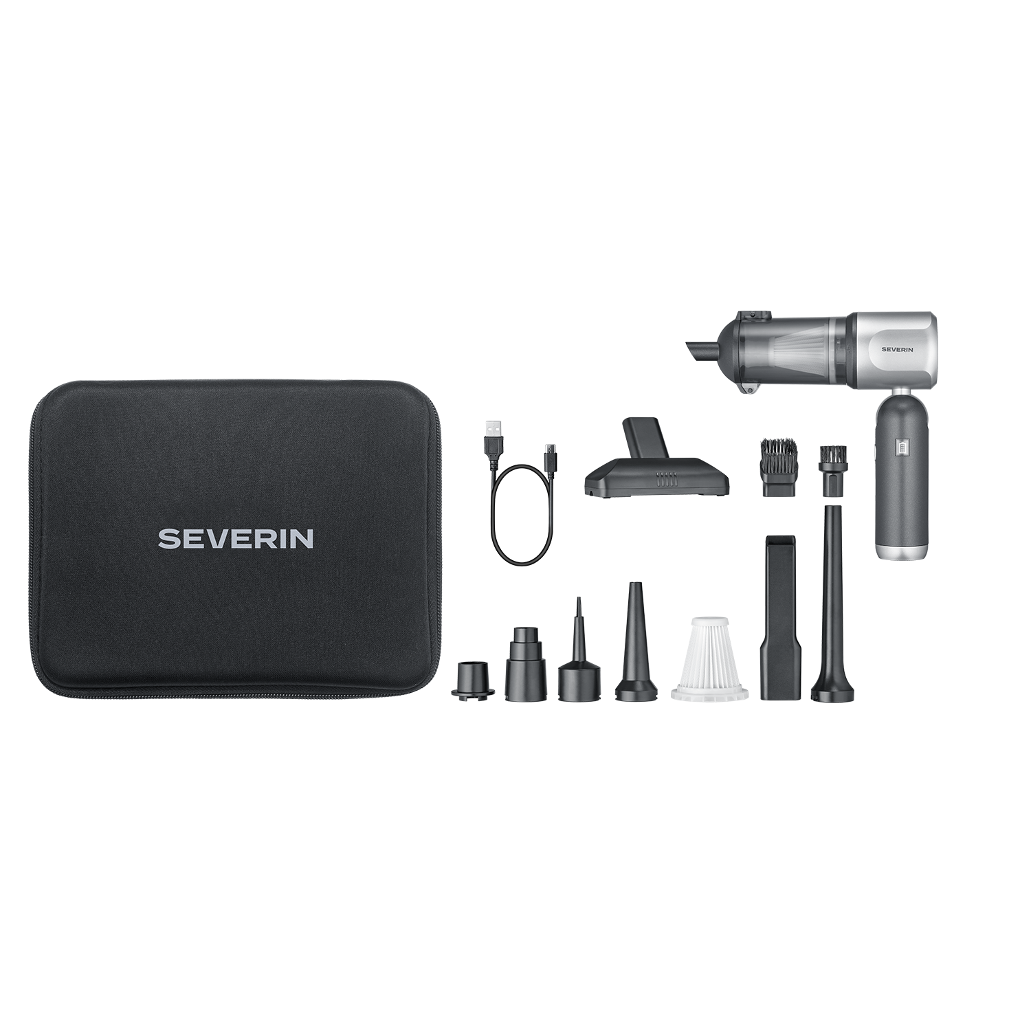 SEVERIN HV 7137 S-Power DuoBoost Akku-Handstaubsauger ohne Stiel (120 Watt, Li-Ion-Akku 11,1 V 2.000 mAh, kabellos, 3 Saugstufen, 10 min Laufzeit, 30 min Laufzeit im Eco-Modus, 17.000 Pa Saugleistung) 