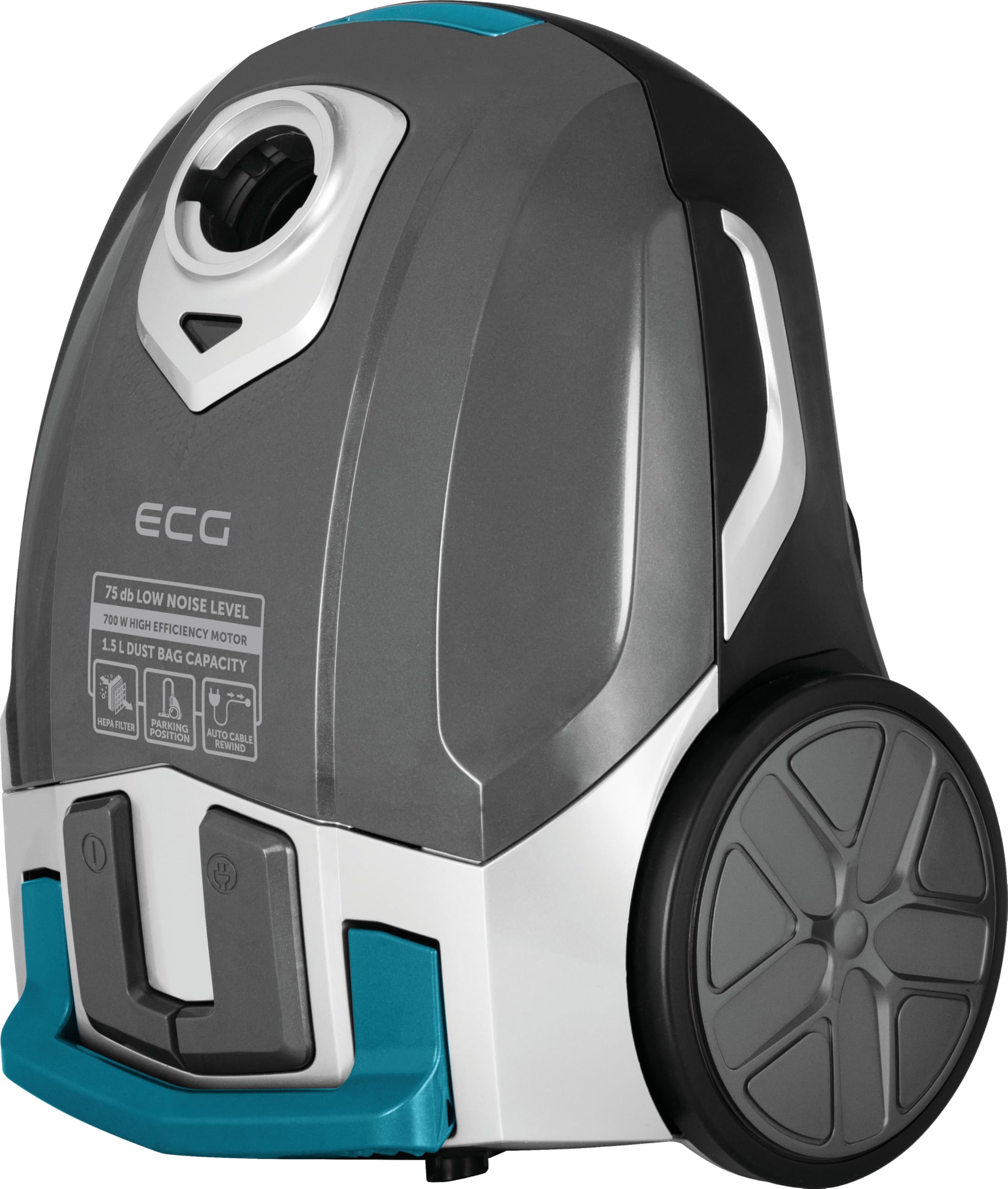 ECG VP S1050 Charles Bodenstaubsauger (700 W, 1,5 l Staubbeutel, HEPA 11 Filter, 7,5 m Aktionsradius) 