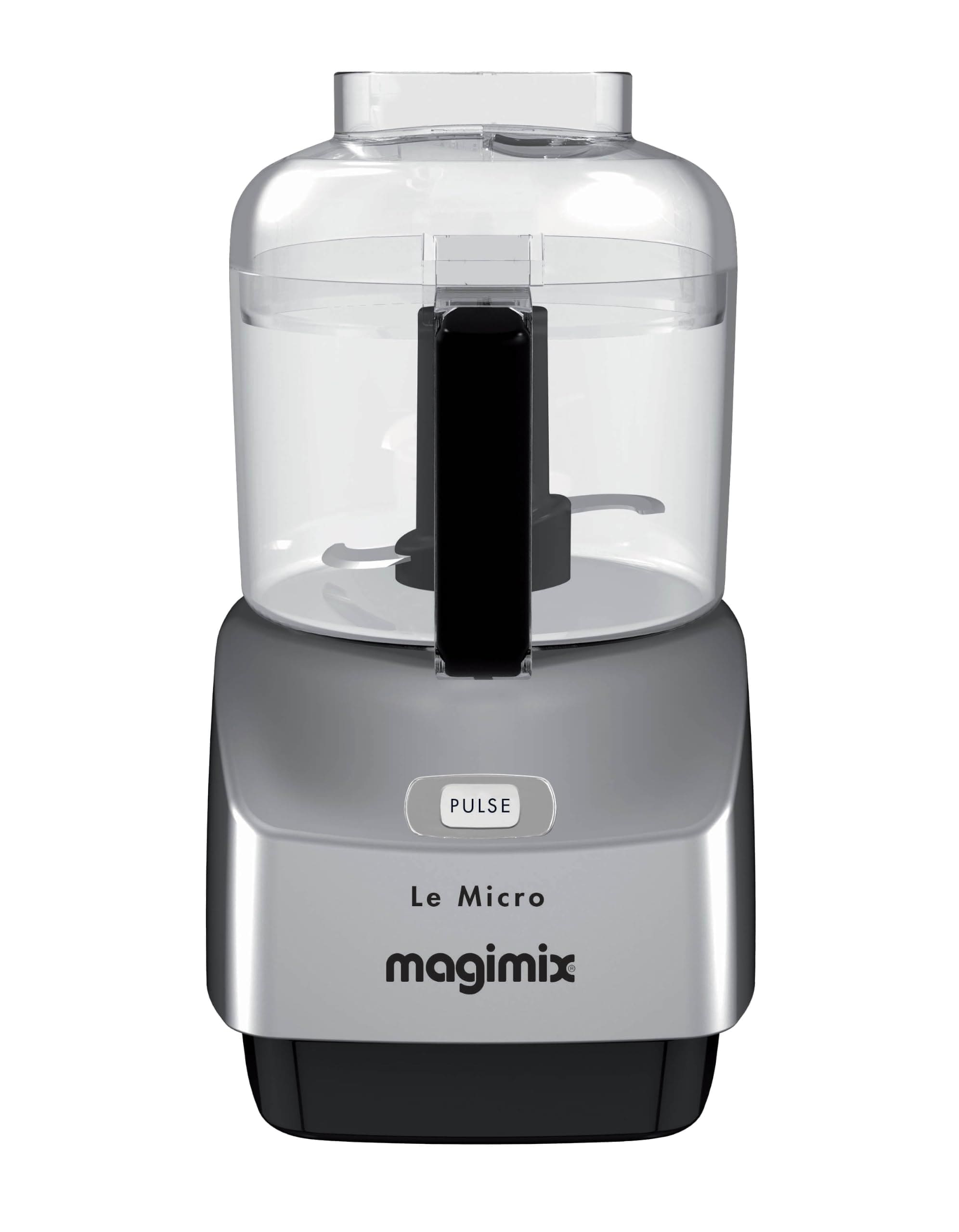 Magimix Le Micro K&uuml;chenmaschine (290 Watt, Impuls- und Dauerbetrieb, 0,8 l Kunststoffsch&uuml;ssel, Sabatier-Edelstahlmesser, Emulgierer, Reinigungsschaber, Rezeptbuch, Silber (Chrom matt)) 