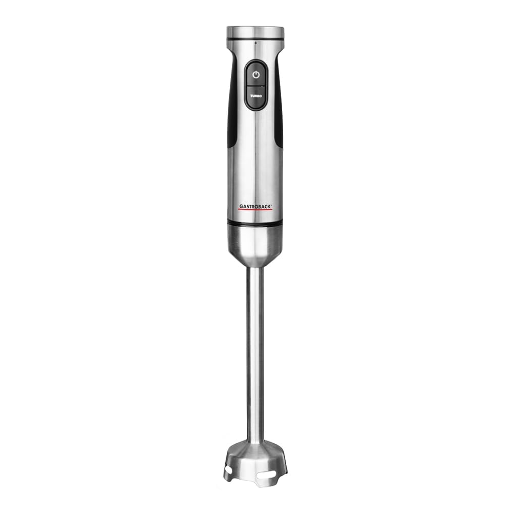 GASTROBACK 40973 Powermix Professional Stabmixer-Set (Professioneller Edelstahl-Stabmixer, 1500 Watt, 5-teiliges Zubeh&ouml;r, extra langer plus vielseitiger P&uuml;rierstab mit titanbeschichtetem 4-fach Edelstahlmesser, Spezial-Stampfaufsatz f&uuml;r Kartoffeln & Gem&uuml;se 