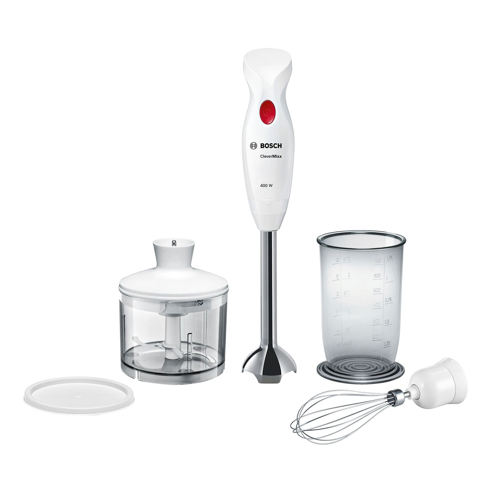 Bosch MSM24500 Stabmixer 400 Watt Metall-Fu&szlig; wei&szlig;/deep red 