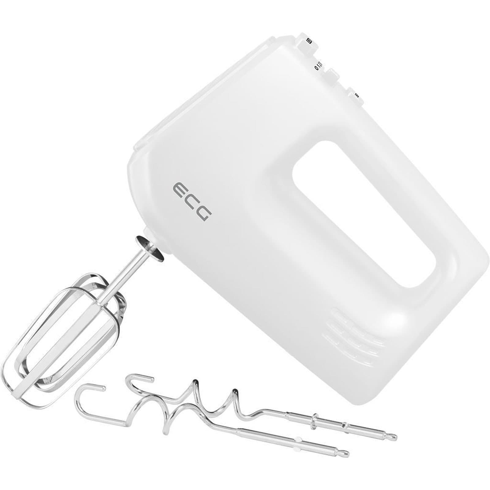 ECG RS 440 White Lite Handmixer (400 Watt, 5 Geschwindigkeitsstufen, Turbo-Funktion, ergonomischer Griff, 2 Schneebesen, 2 Knethaken, 120 cm Kabell&auml;nge, Wei&szlig;) 