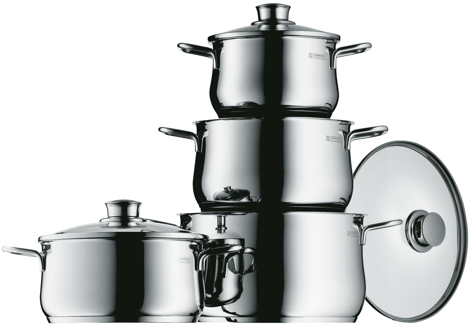 WMF Diadem Plus Topf-Set 4-tlg Kochgeschirrset (4-teiliges Topf-Set, 3 Kocht&ouml;pfe (16/20/24 cm), 1 Bratentopf 20 cm, jeweils mit Glasdeckel, sehr gute Basis f&uuml;r die Ausstattung jeder K&uuml;che, breiter Sch&uuml;ttrand, TransTherm&reg;-Allherdboden, geeignet f&uuml;r alle Her 