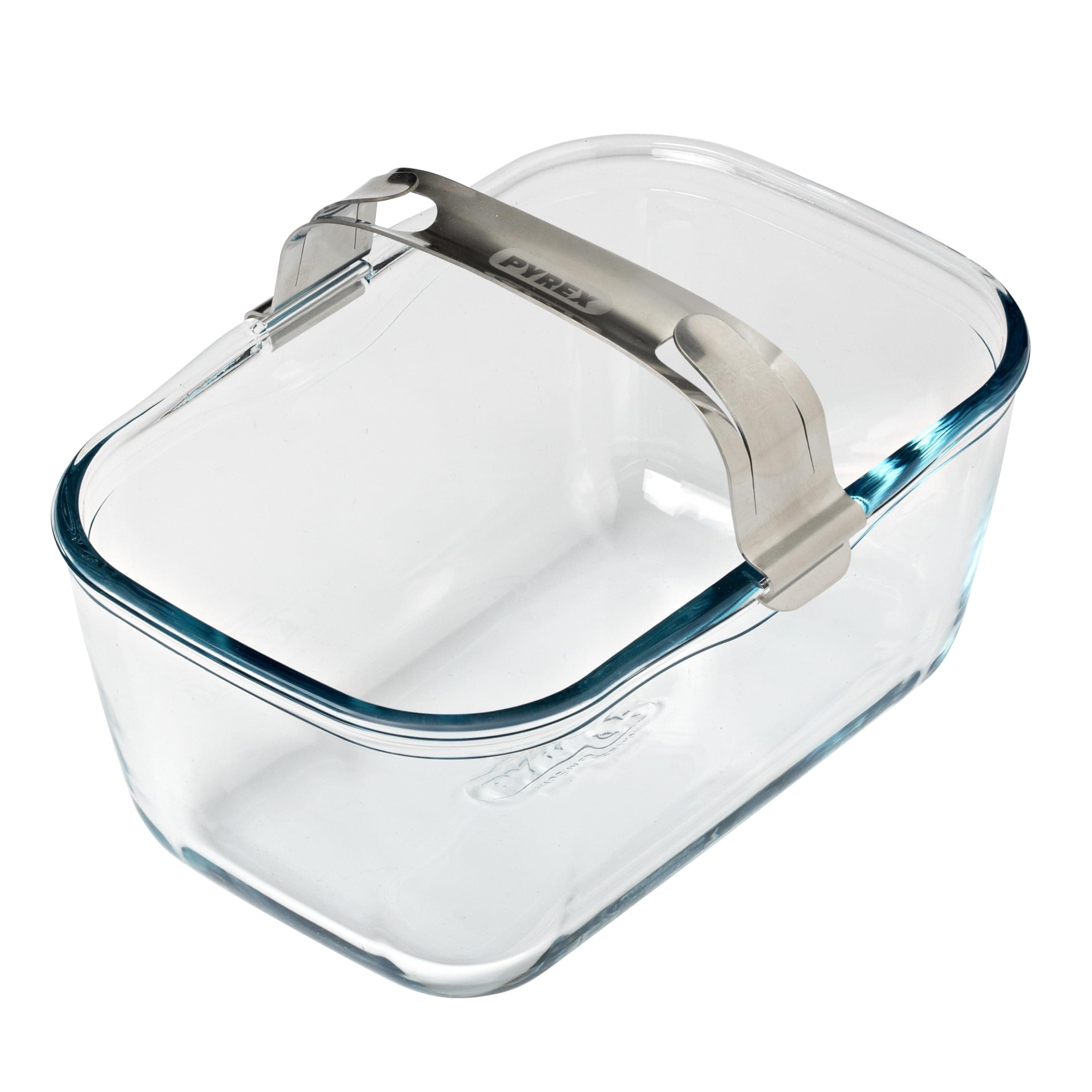 Pyrex Airfryer-Schale aus Glas mit abnehmbarem Griff 1,5 Liter Airfryer-Zubeh&ouml;r (Kompatibel mit den meisten Airfryern, abnehmbarer Clip-on-Griff aus Edelstahl, grillen, frittieren oder braten, sp&uuml;lmaschinentauglich, geh&auml;rtetes, extrem widerstandsf&auml;higes Bo 