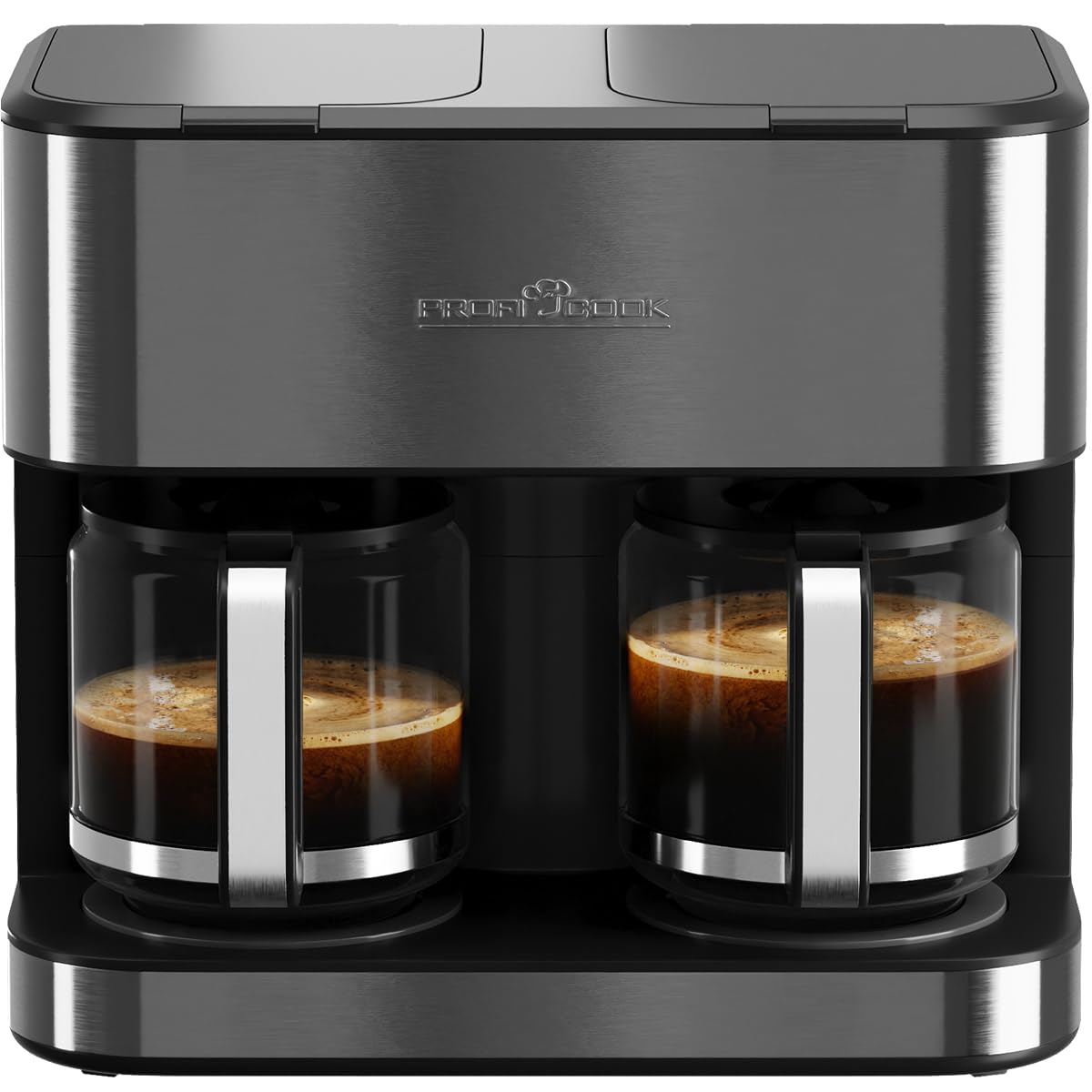 PROFICOOK PC-KAD 1308 Dark Inox Filterkaffeemaschine (32 Tassen, 3,6 l Wasstertank, Glaskanne, Warmhalteplatte, Abschaltautomatik, Wasserstandsanzeige) 