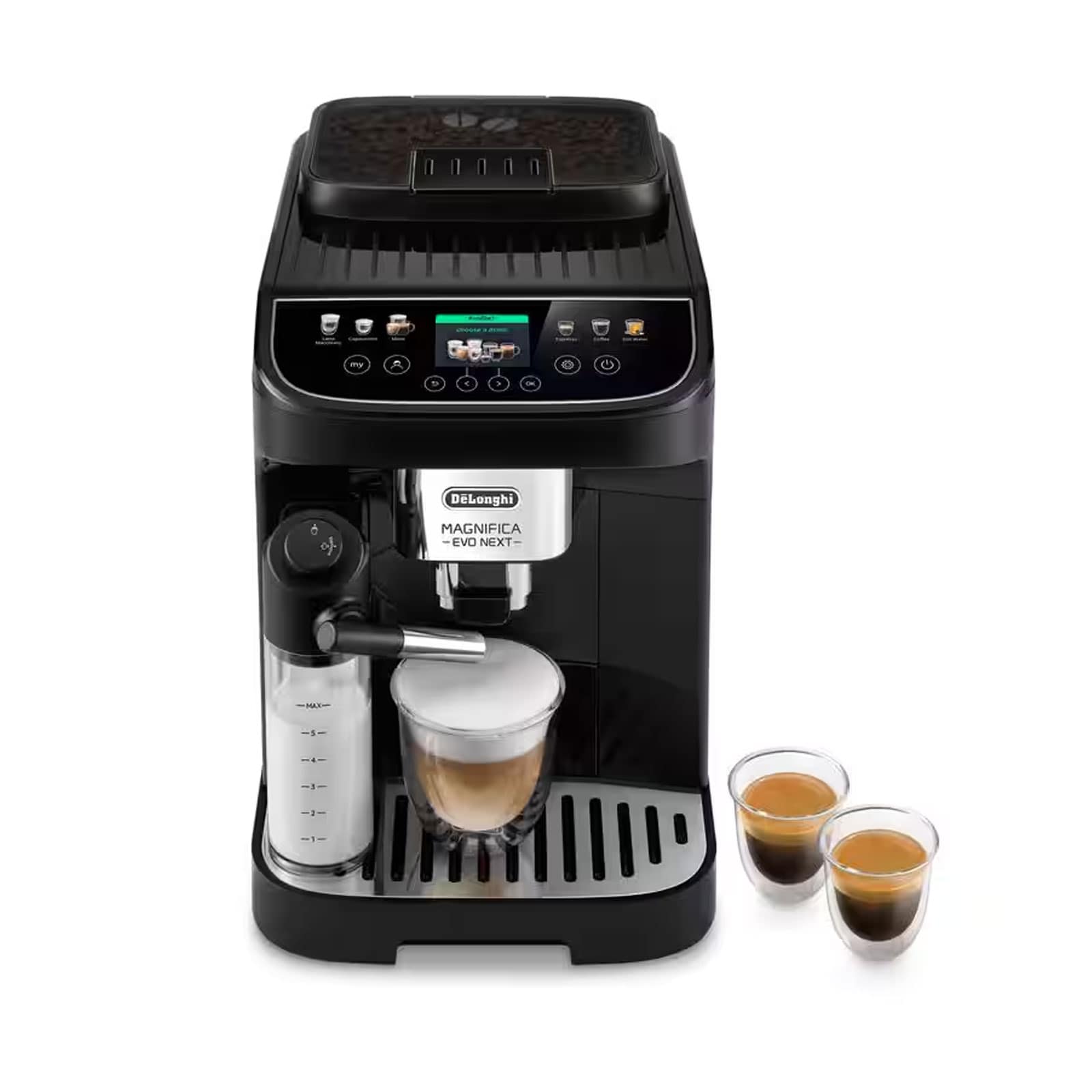 De'Longhi ECAM 310.60.B Magnifica EVO Next Kaffeevollautomat (OneTouch, schwarz, TFT-Farbdisplay, 250 g Bohnenbeh&auml;lter, 1,9 l Wassertank, Milchbeh&auml;lter) 