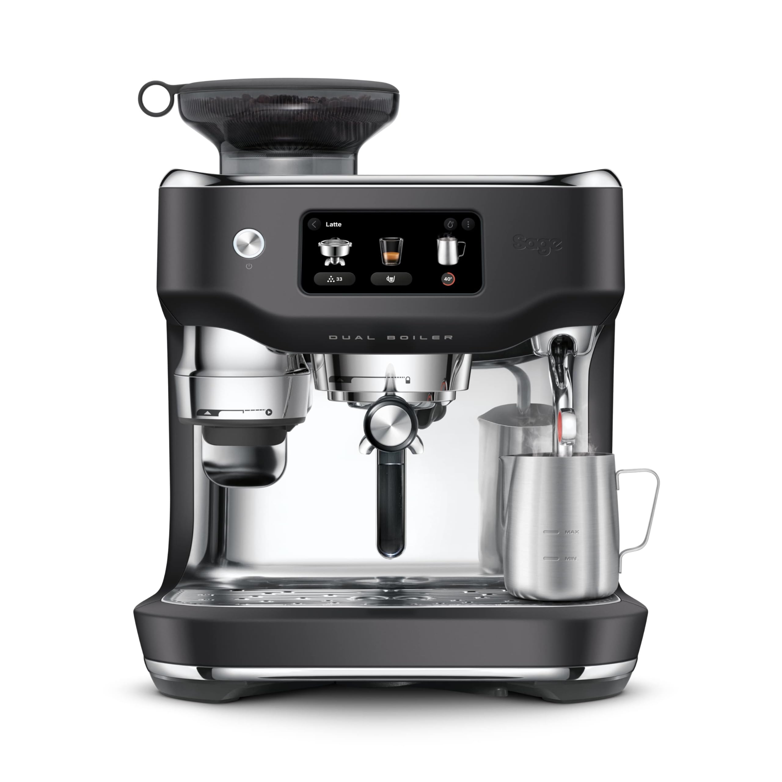 Sage Oracle Dual Boiler Black Truffle Siebtr&auml;ger-Espressomaschine (2300 Watt, 2,3 Liter Wassertank, 340 g Bohnenbeh&auml;lter) 