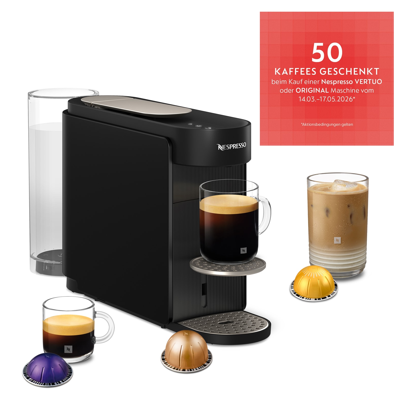 Nespresso Krups VERTUO Up Kaffeekapselmaschine Kapselmaschine One-Touch-System Ink Black, XN9408 