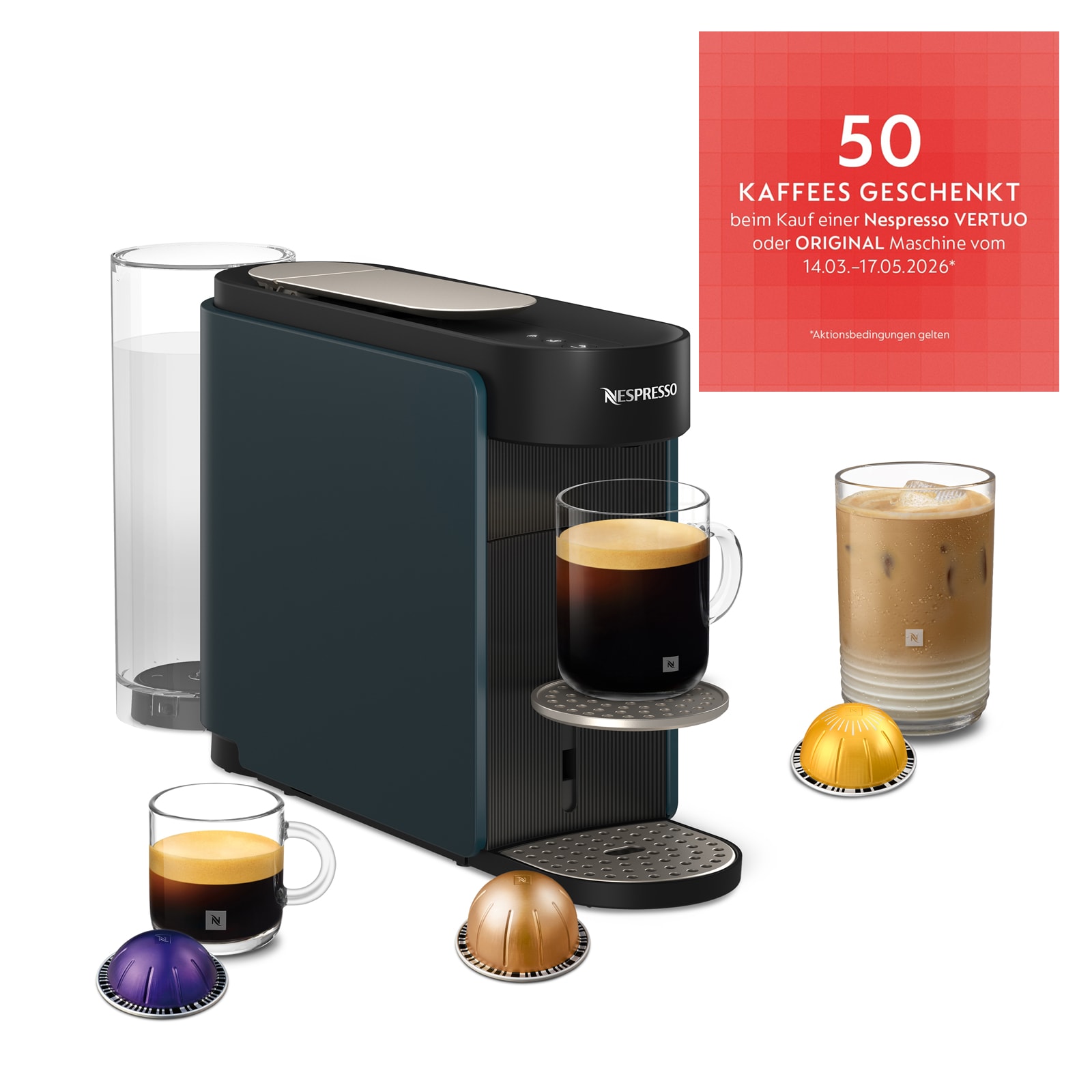 Krups VERTUO Up Kaffeekapselmaschine Kapselmaschine Ocean Blue XN9404 