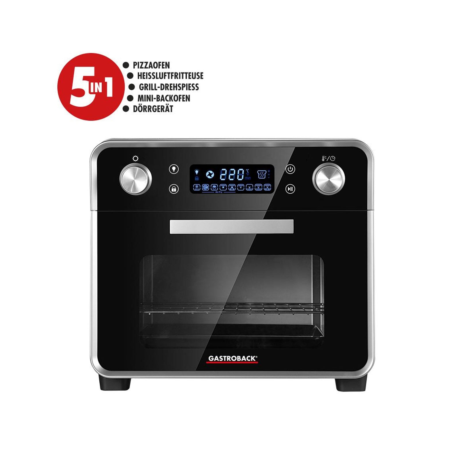 Gastroback 42815 Design Ofen AirFry&Pizza Mini-Backofen 