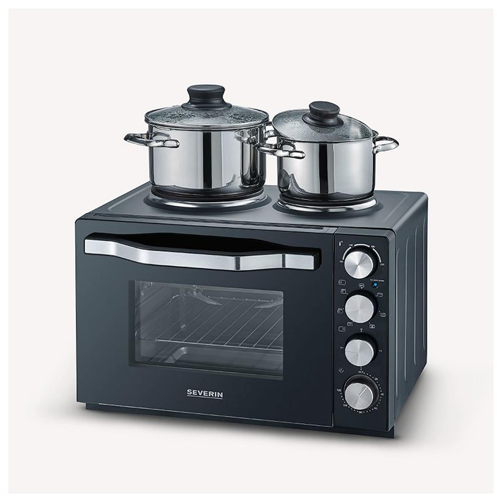 SEVERIN TO 2074 KLEINK&Uuml;CHE (2500 W, 30 l, schwarz, Oberhitze und Unterhitze, mit Umluft, Timer, Drehspie&szlig;, Backblech) 
