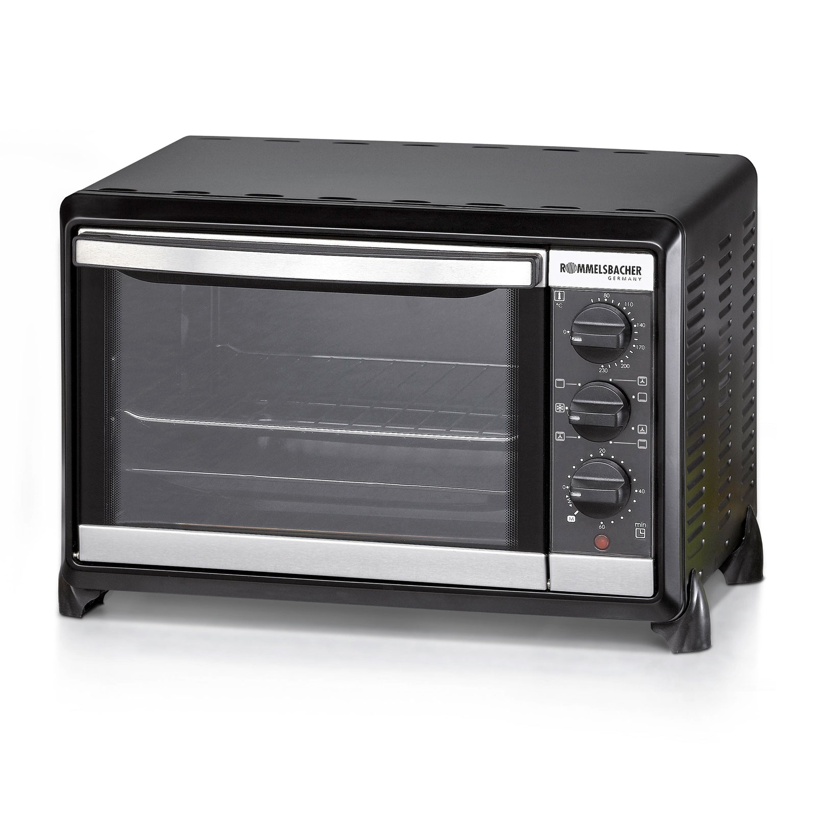 ROMMELSBACHER BG 1250 EX Kleinbackofen, schwarz mit Pizzastein & Umluft 