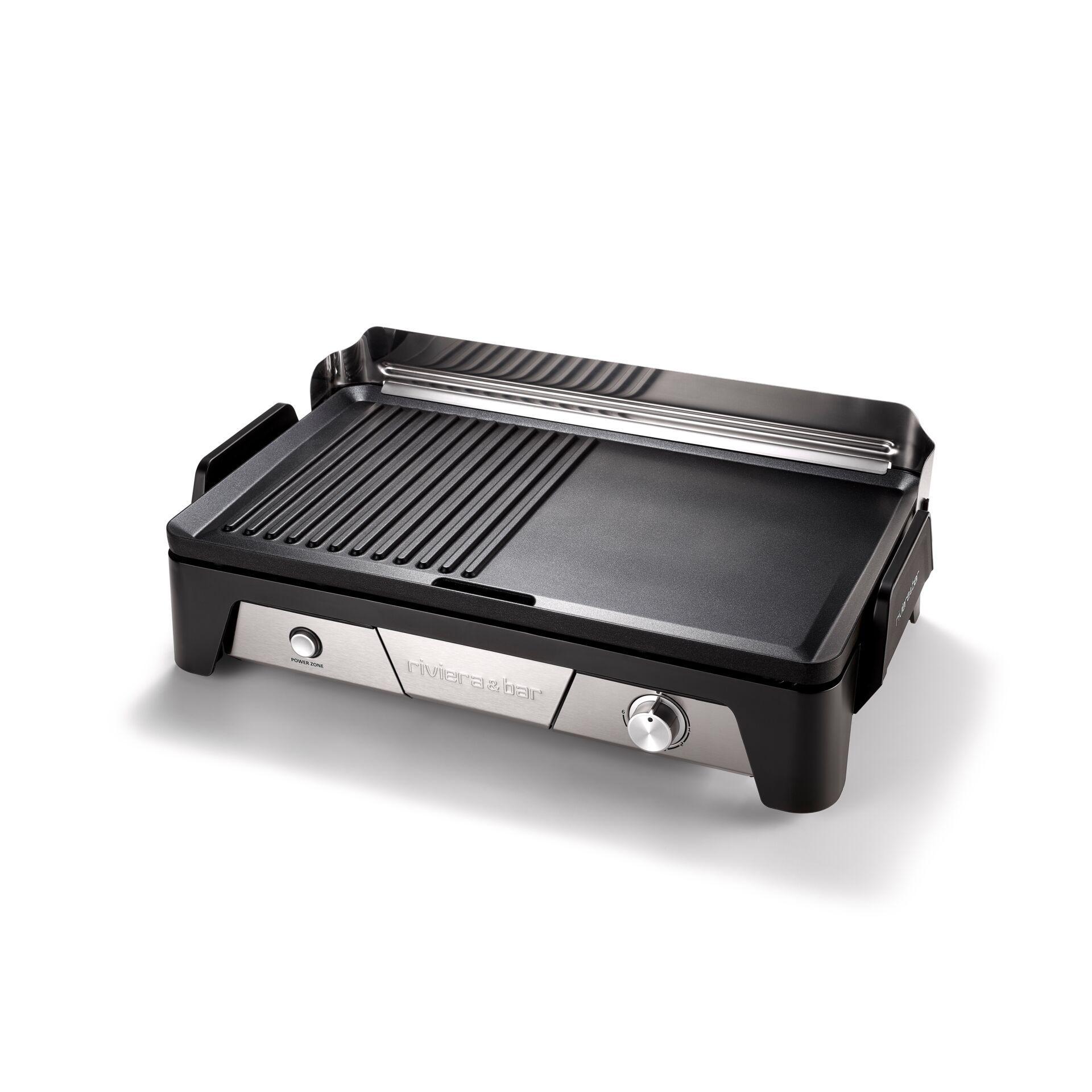 riviera&;bar Plancha Grill Cook&amp;Serve Tischgrill (2.200 Watt, Kochzone &amp; Serve-Zone, Temperaturregelung, Kontrollleuchte, Polycarbonat-Geh&auml;use) 