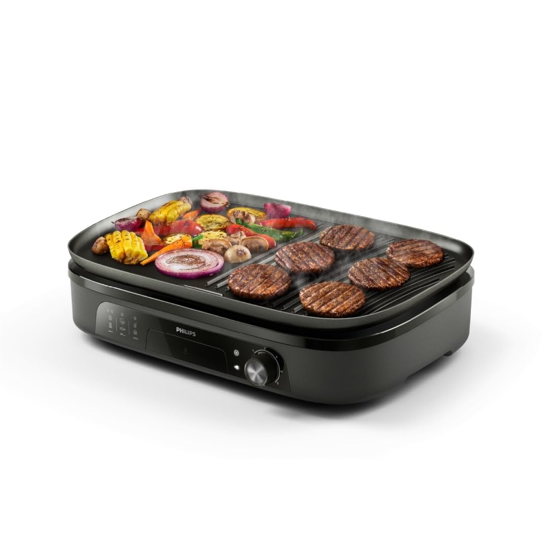 Philips HD6210/95 Tischgrill (2400 Watt, Aluminiumlegierung, Grillfl&auml;che: 1250 cm2, Fettauffangschale) 