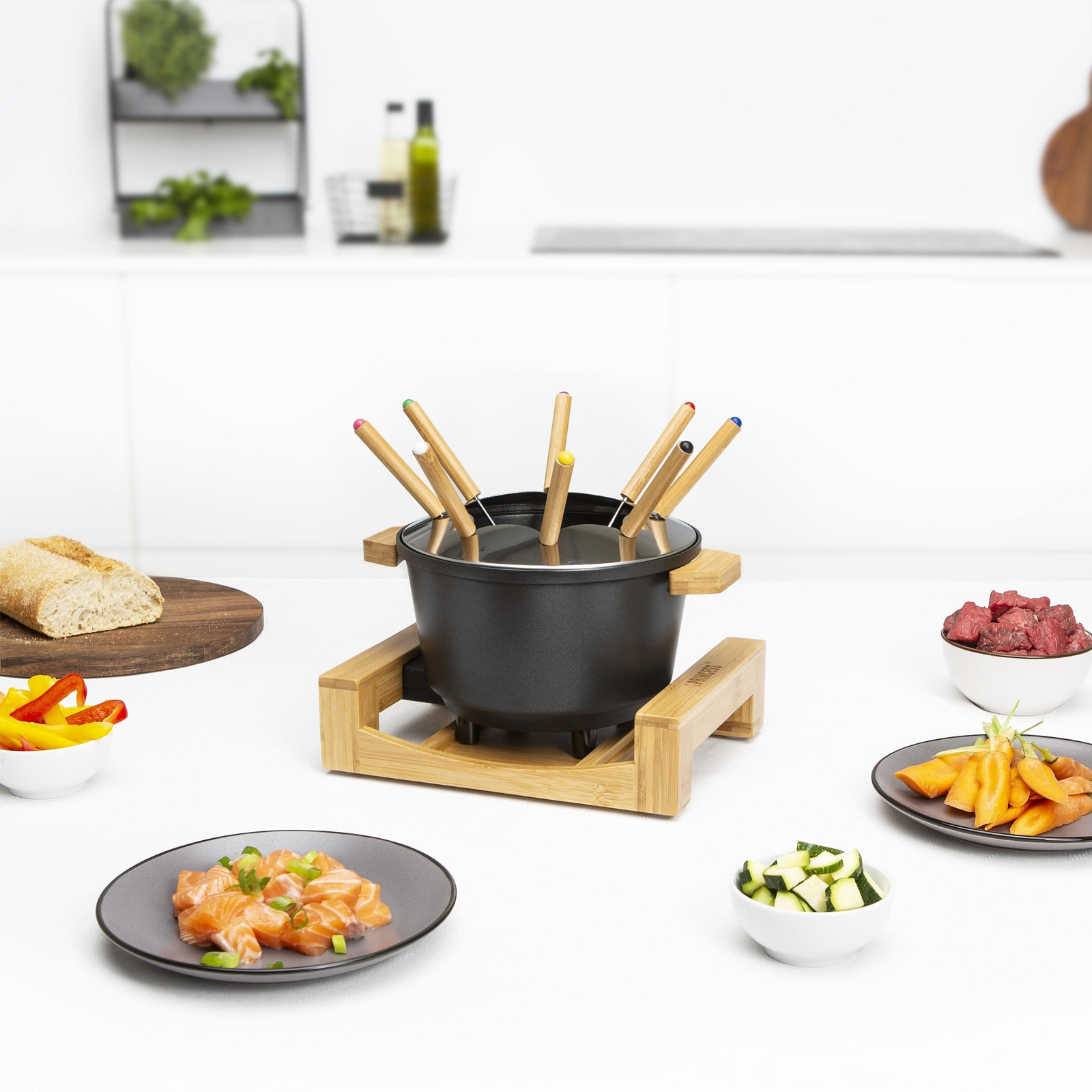PRINCESS 173025 Fondue Pure schwarz Bambusgeh&auml;use 