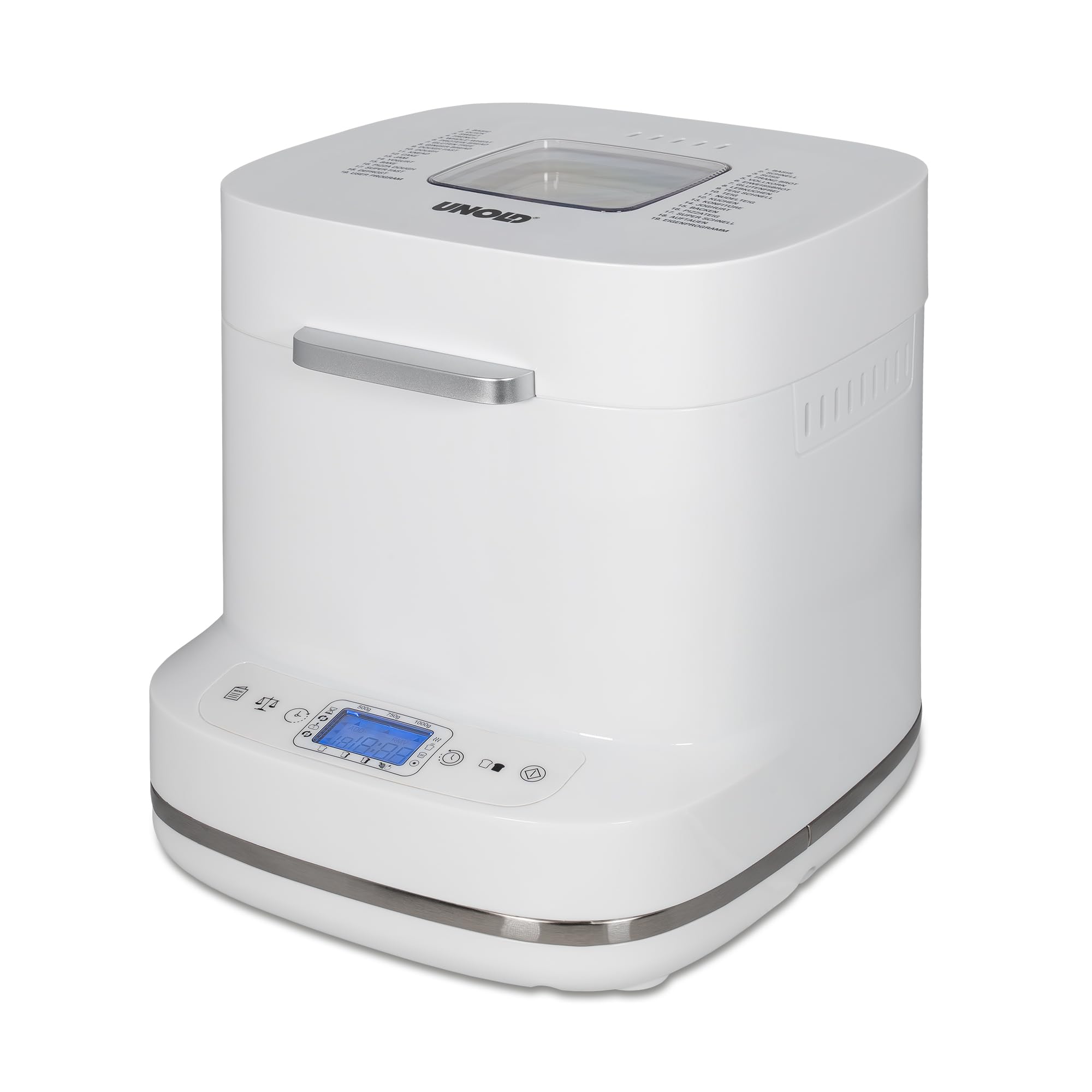 UNOLD 68120 Backmeister Bernd Brotbackautomat (550 W, 500?1.000 g Brotgewicht, 19 Programme, LCD-Display beleuchtet) 