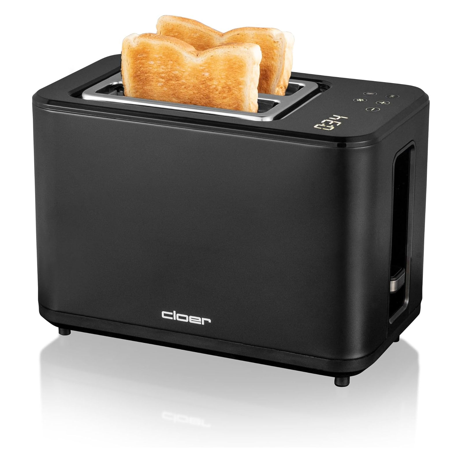 CLOER 3930 SW Toaster (2 Scheiben, 900 W, Kunststoff, Schwarz mattiert, Auftaufunktion, Aufw&auml;rmfunktion, automatische Brotzentrierung) 