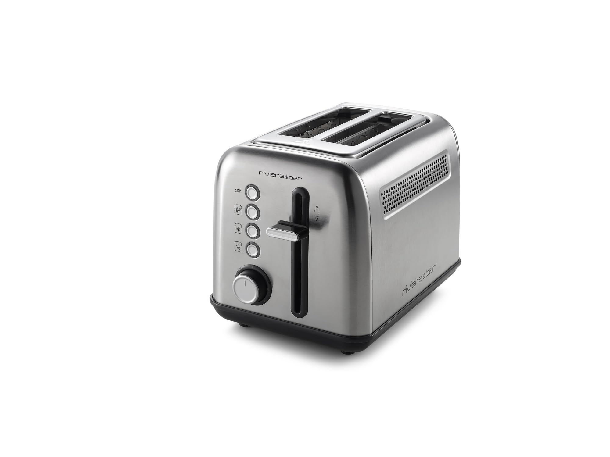 riviera&;bar Stainless Steel 2 short slots Toaster (2-Scheiben, Parallelschlitz, Edelstahl geb&uuml;rstet, 900 W, 7 Br&auml;unungsstufen, 4 Funktionen, Auftaufunktion, Aufw&auml;rmfunktion, Vollkornfunktion) 