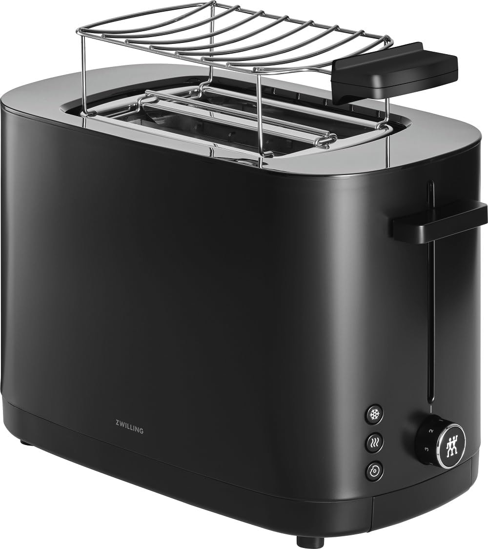 ZWILLING 1026864 Enfinigy Toaster (2 Scheiben, 1000 W, Stahl, Silber, Br&ouml;tchenaufsatz, Auftaufunktion, Aufw&auml;rmfunktion) 