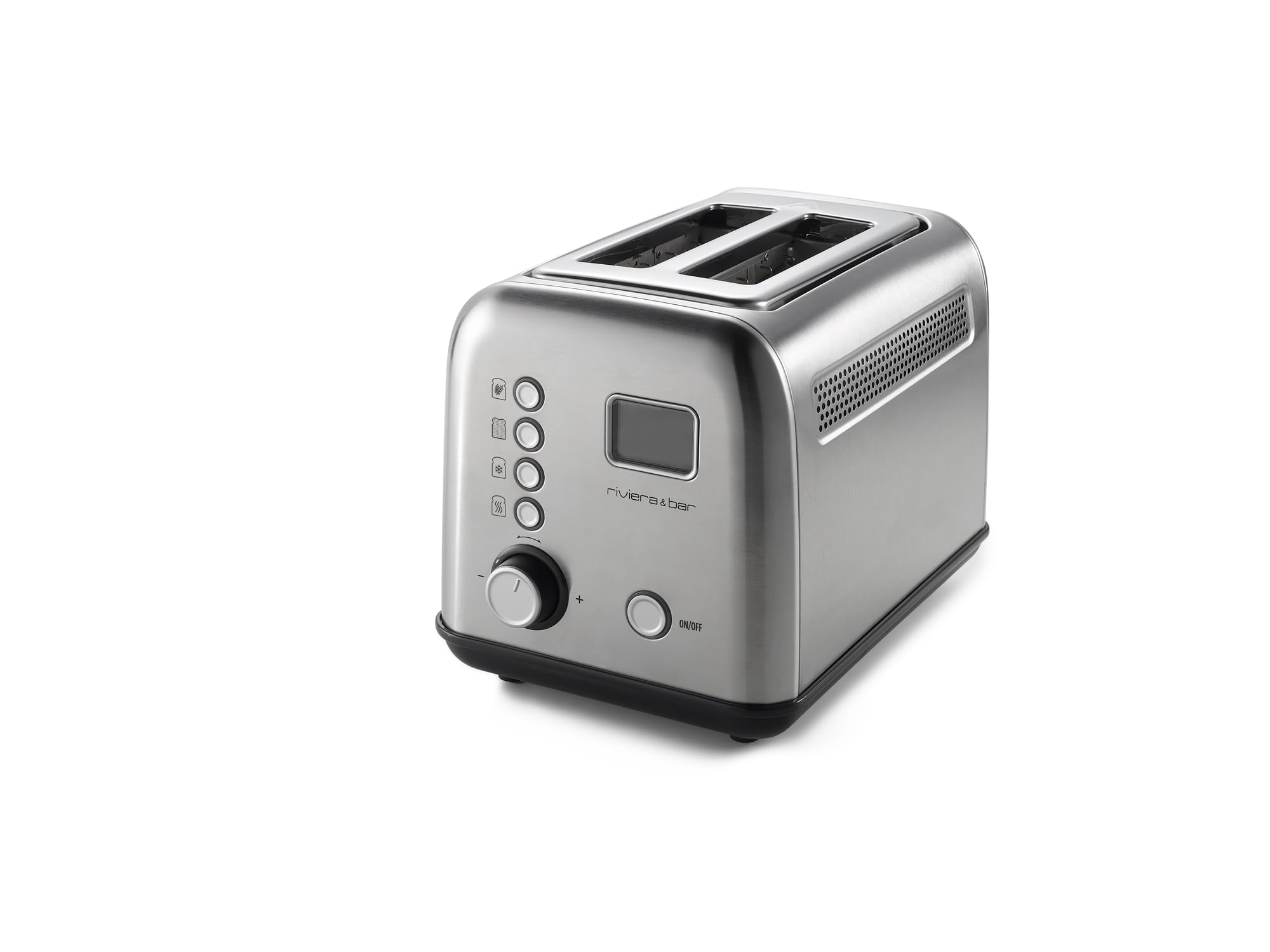 riviera&;bar Stainless Steel 2 short slot full autom. Toaster (2-Scheiben, Parallelschlitz, Edelstahl, 900 W, 9 Br&auml;unungsstufen, 5 Spezialprogramme, Vollkornfunktion, Auftaufunktion, Aufw&auml;rmfunktion, LCD-Display mit Countdown) 