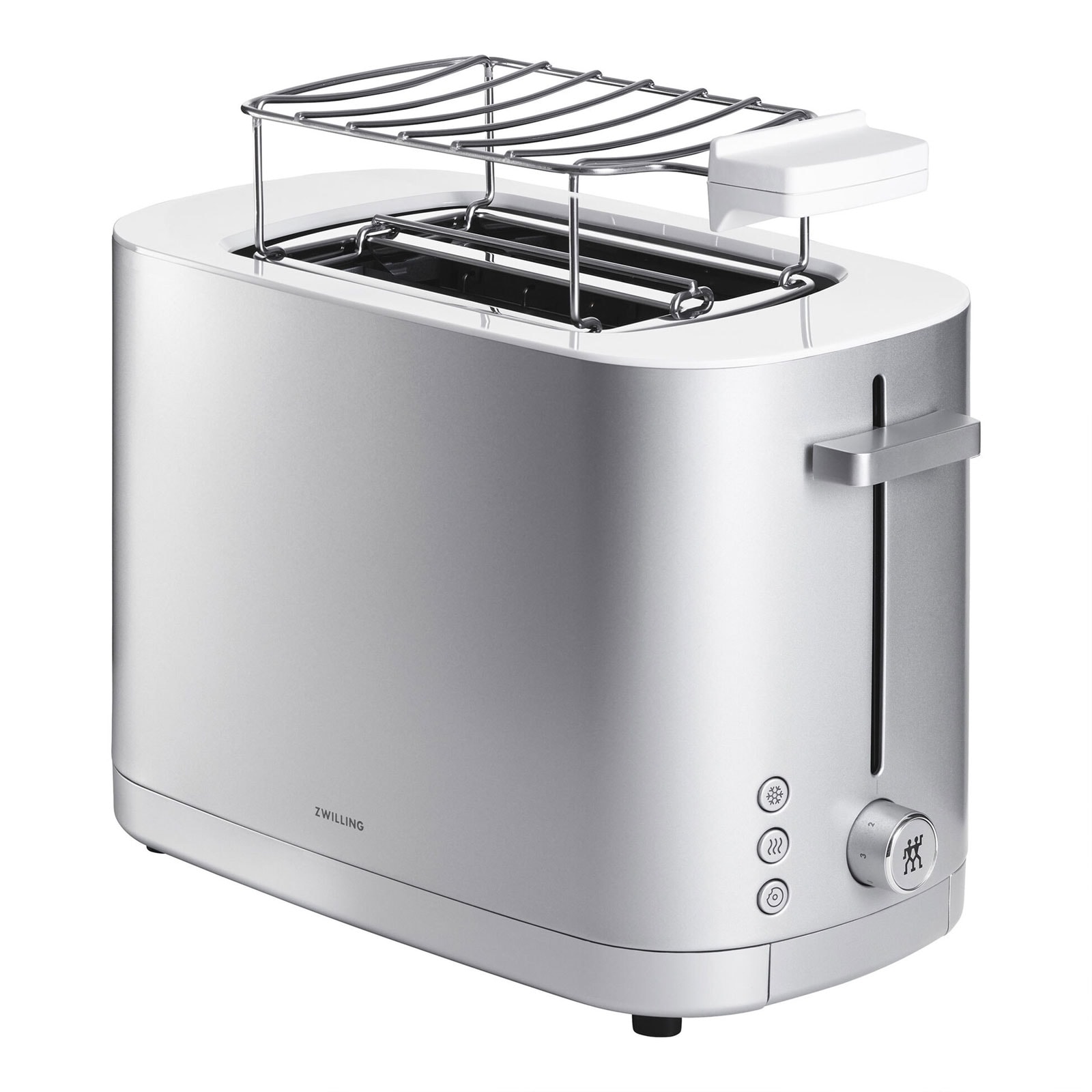 ZWILLING 1005777 Enfinigy Toaster (2 Scheiben, 1000 W, Stahl, Silber, Br&ouml;tchenaufsatz, Auftaufunktion, Aufw&auml;rmfunktion) 