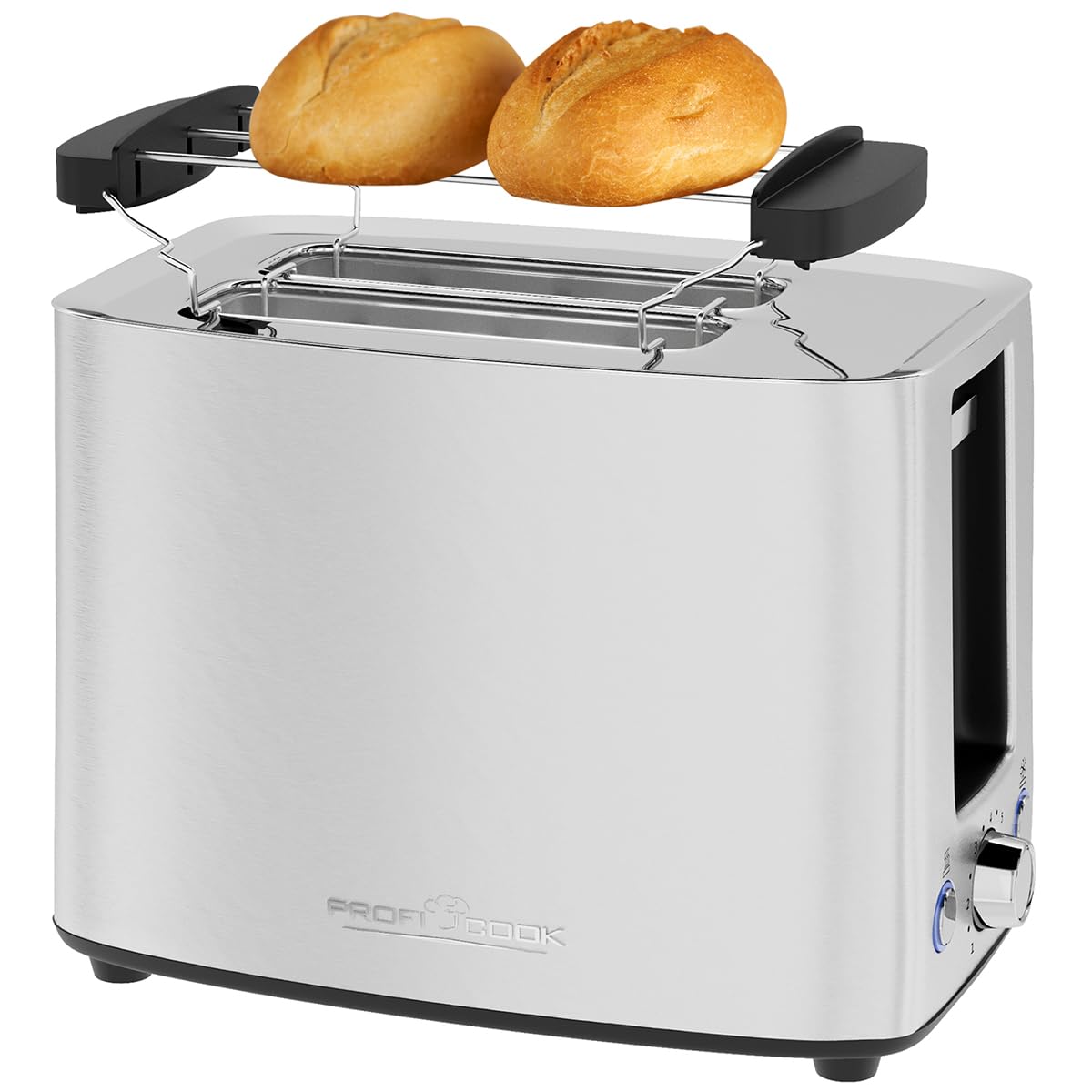 PROFICOOK PC-TA 1279 Toaster (2 Scheiben, 850 W, Edelstahl, Br&ouml;tchenaufsatz, Auftaufunktion, Aufw&auml;rmfunktion) 
