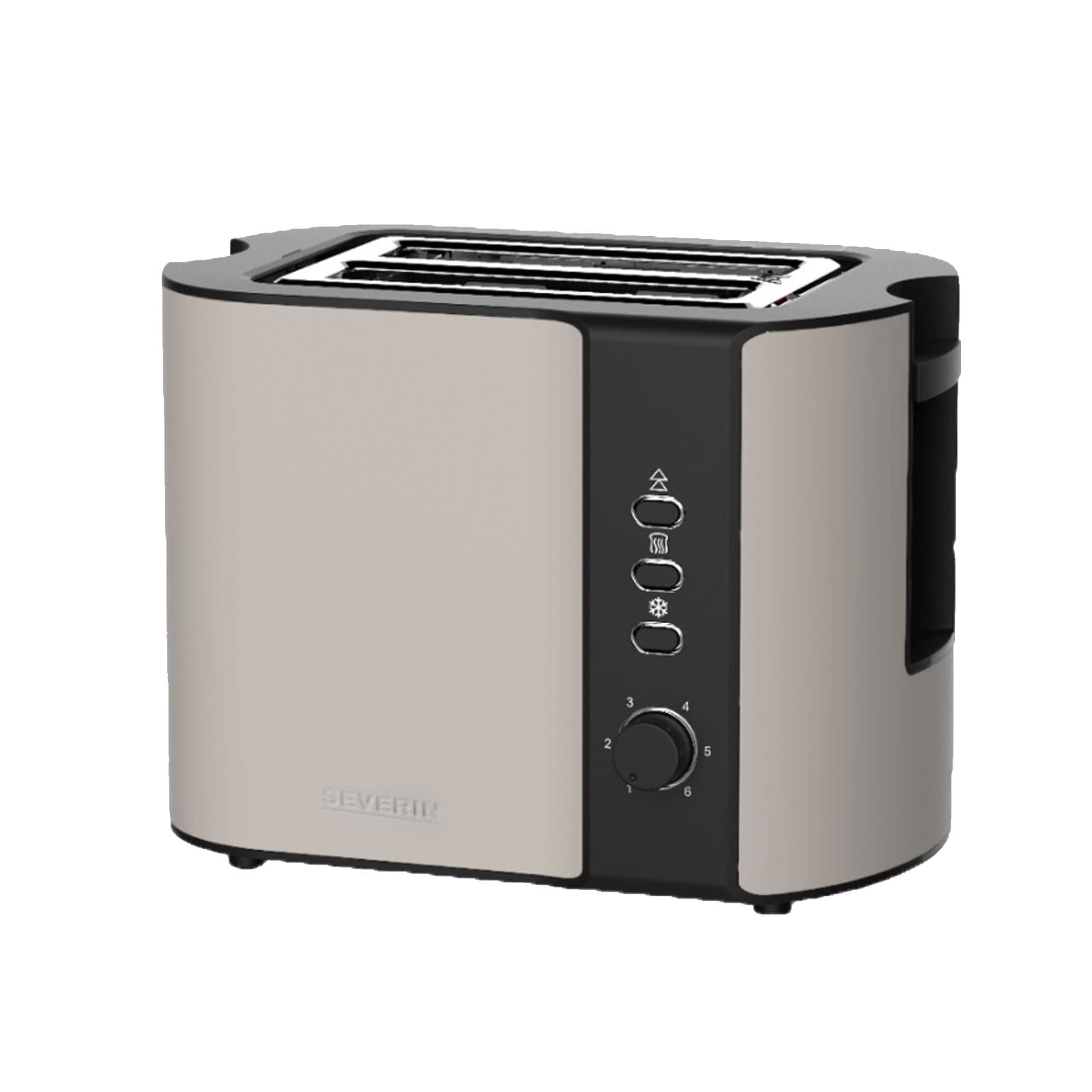 SEVERIN AT 9576 Toaster (Edelstahl, 2 Scheiben, 800 W, beige, Br&ouml;tchenaufsatz, Auftaufunktion, Aufw&auml;rmfunktion) 