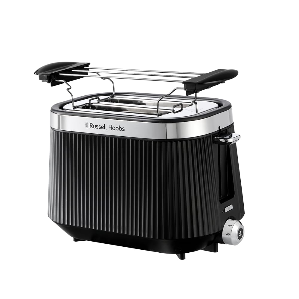 Russell Hobbs 26760-56 Bront&euml; black Toaster (2-Scheiben-Toaster, 980 Watt, 6 Br&auml;unungsstufen, Lift & Look-Funktion, Hebefunktion, Auftau-, Aufw&auml;rm- und Stoppfunktion, Br&ouml;tchenaufsatz) 