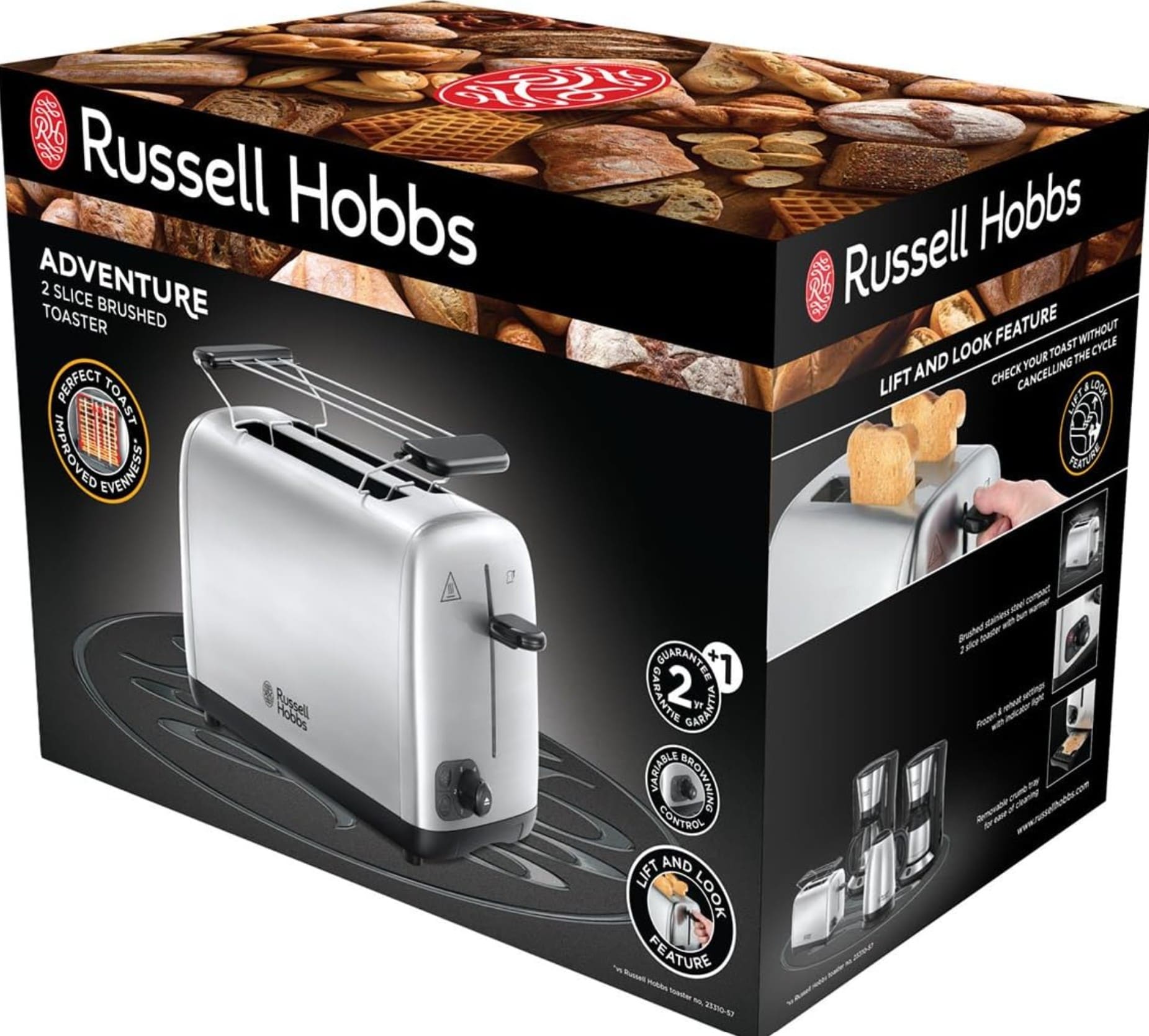 Russell Hobbs 24080-56 Adventure Toaster Edelstahl geb&uuml;rstet / schwarz 