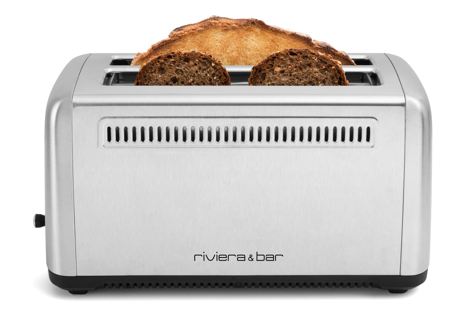 riviera&;bar Stainless Steel 2 Slots XL Langschlitz-Toaster (2 Scheiben, Edelstahl, Silber, 7 Br&auml;unungsstufen, Auftaufunktion, Baguette-Funktion, Stopp-Knopf, High-Lift-Position) 