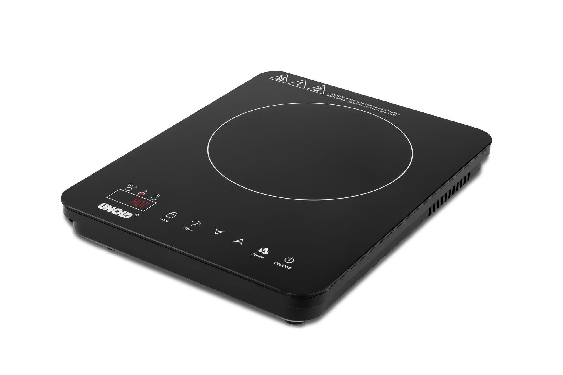 UNOLD Ina Induktionskochplatte (2.000 W, 10 Leistungs- &; Temperaturstufen, 60?240 &deg;C, Timer bis 180 Minuten, automatische Abschaltung, Topferkennung) 