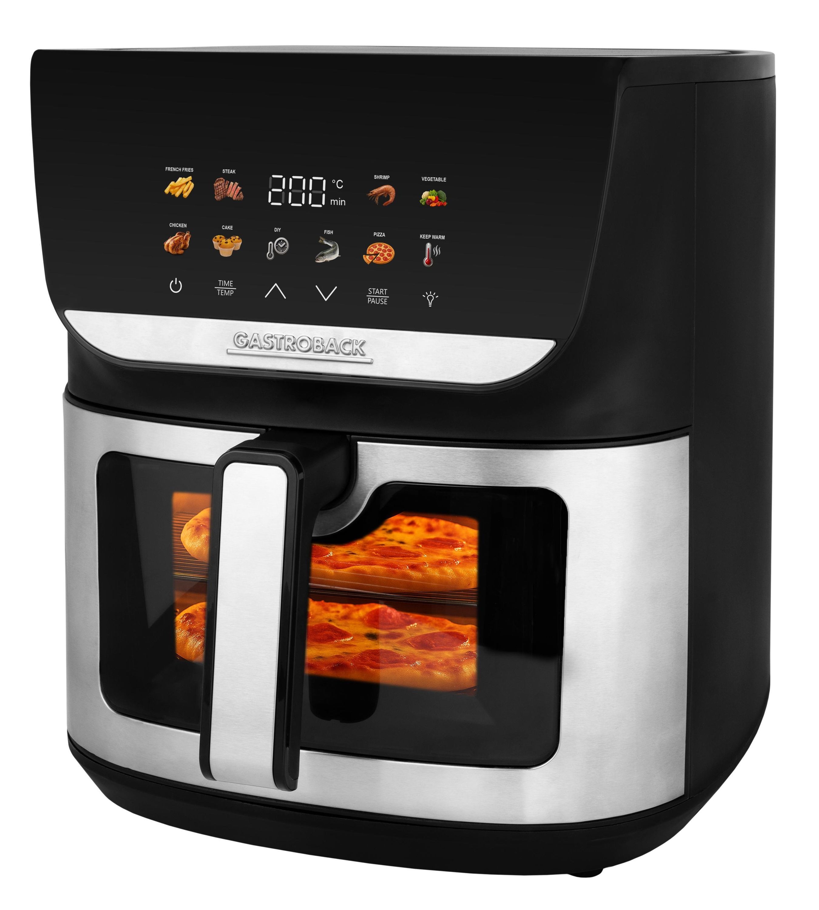 GASTROBACK 42585 Heat&Crisp Family Hei&szlig;luftfritteuse (8 l Fassungsverm&ouml;gen, 2000 Watt, Timer, 10 Automatikprogramme, Touchscreen Farbdisplay) 