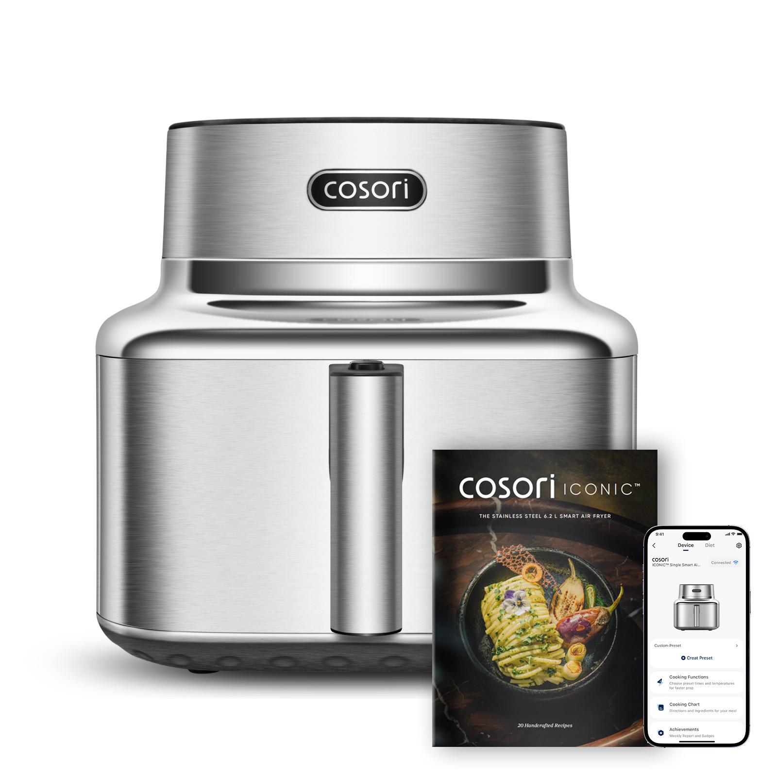 Cosori CAF-SE601S-CEU Iconic Single Hei&szlig;luftfritteuse (1.725 Watt, DC-Motor 3.600 rpm, keramikbeschichteter Innenkorb, PFAS-frei, 6-in-1 Funktionen) 