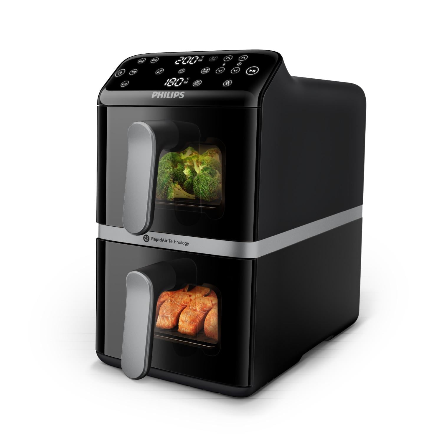 Philips NA461/00 Stacked Doppel-Hei&szlig;luftfritteuse (10 l Fassungsverm&ouml;gen, 2750 Watt, Timer, Digitales Display) 