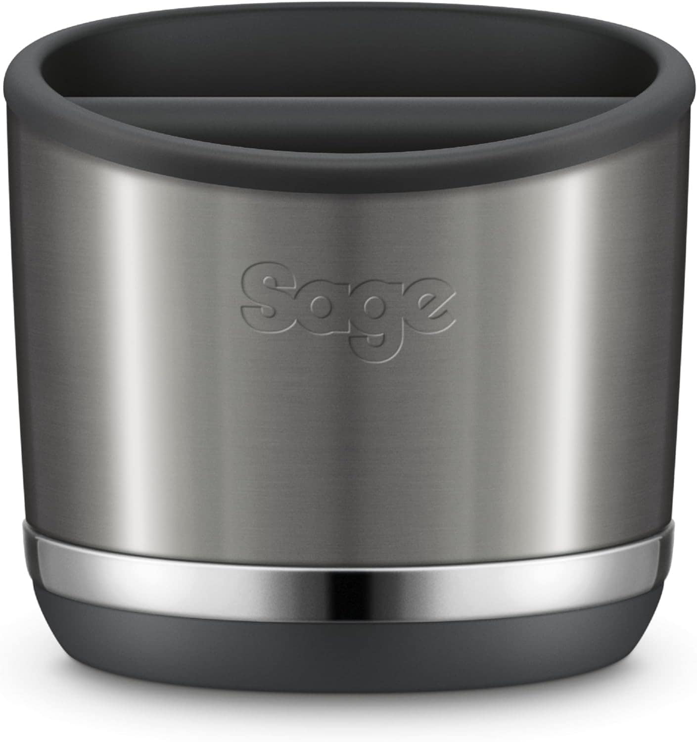 Sage the Knock Box 10 Geb&uuml;rsteter Edelstahl Schwarz Abklopfbeh&auml;lter (Platz f&uuml;r 10 Pucks, rutschfest) 