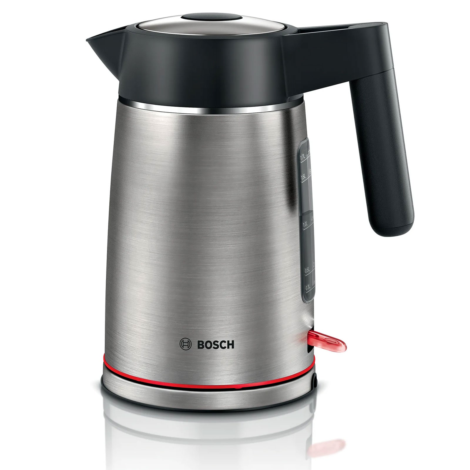 BOSCH TWK6M480 Wasserkocher (1,7 Liter, 2400 W, Edelstahl, Tassenanzeige, Wasserstandsanzeige) 