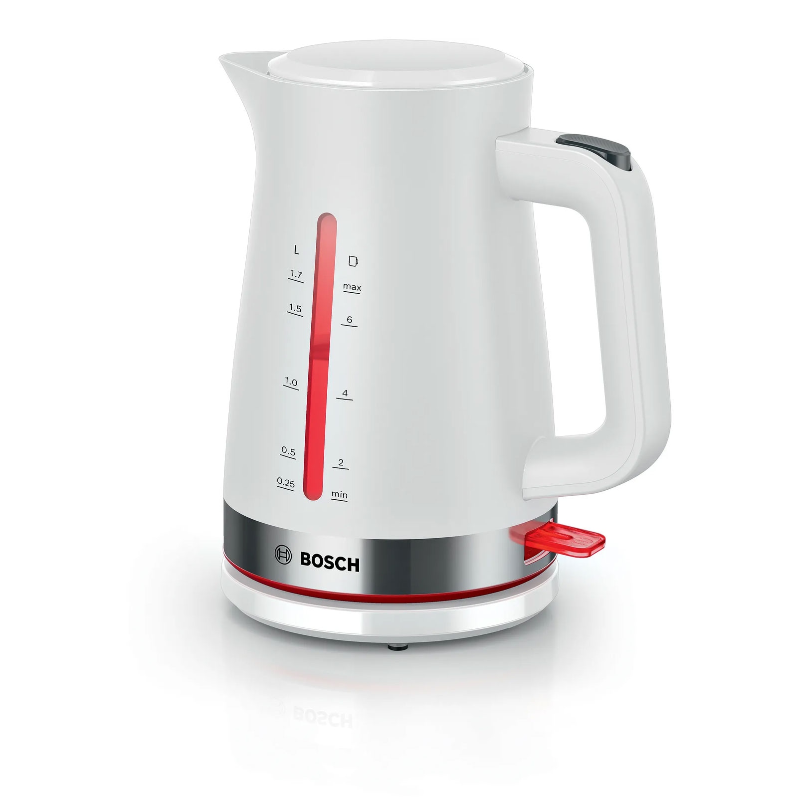 BOSCH Wasserkocher TWK4M221 (1,7 Liter, 2400 W, Kunststoff, Wei&szlig;, kabellos, LED-Innenbeleuchtung) 