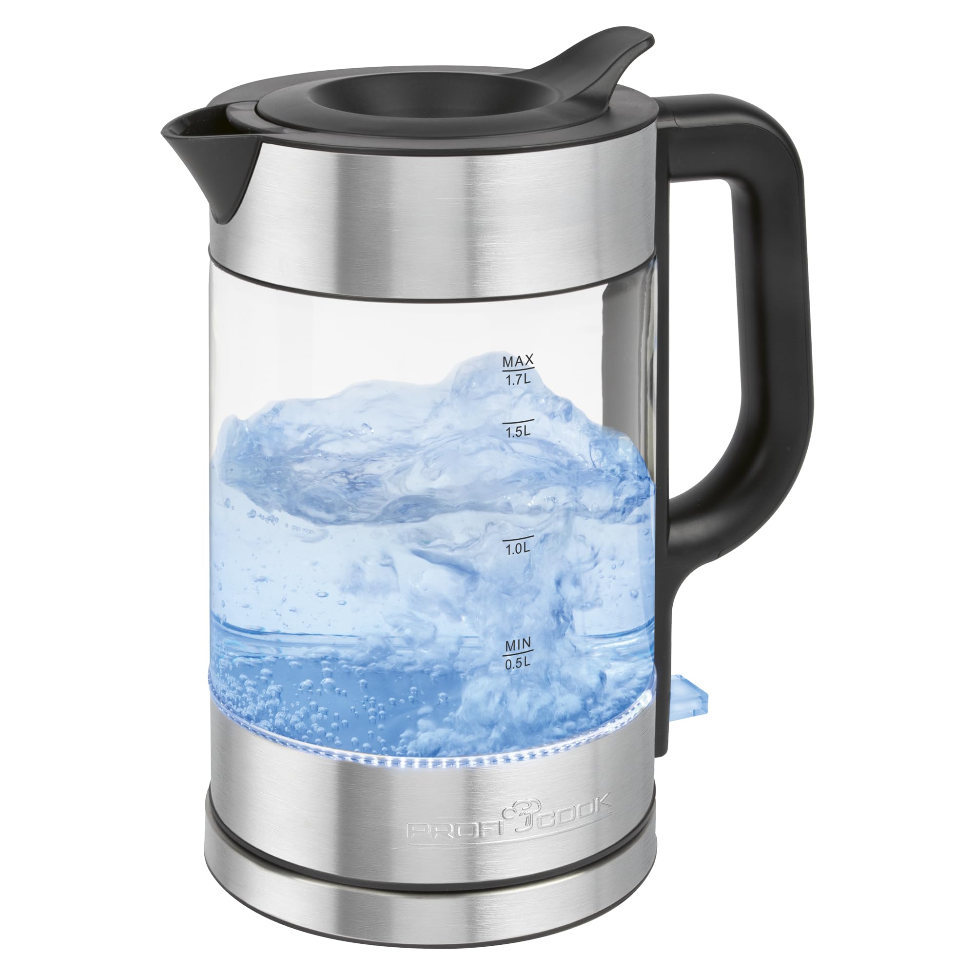 PROFICOOK PC-WKS 1322 G Edelstahl Wasserkocher (1,7 Liter, 2200 W, Edelstahl, silber) 