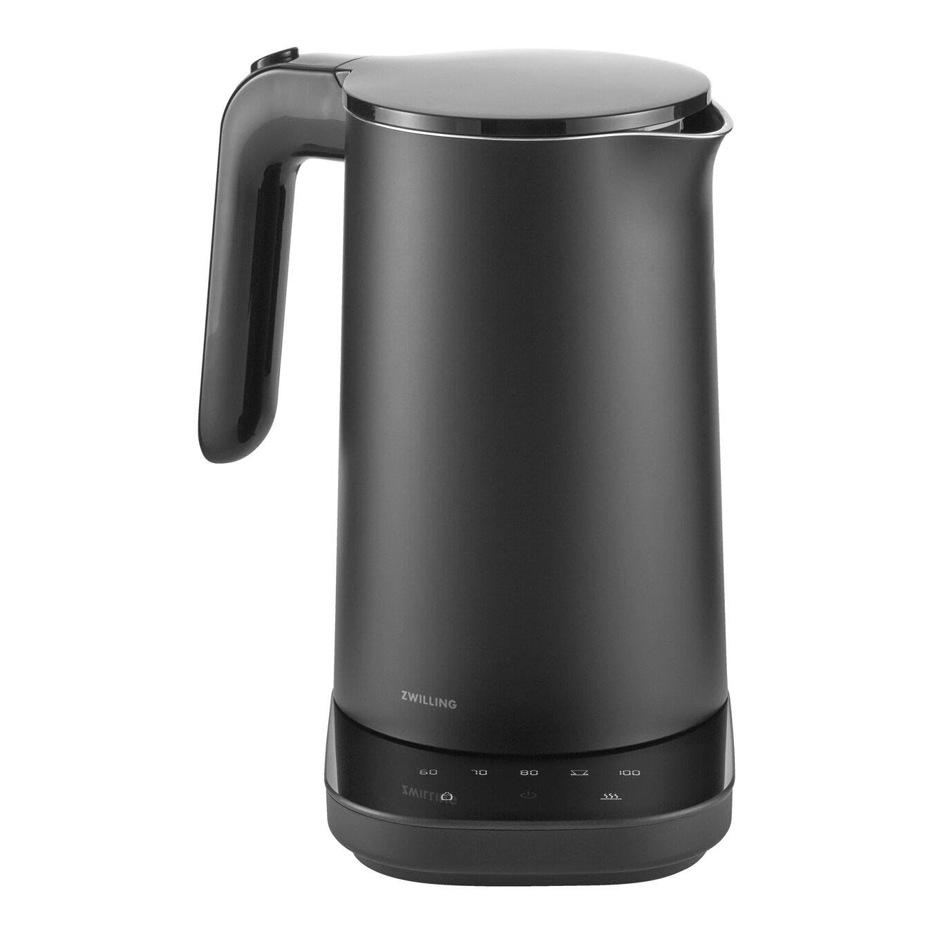 ZWILLING 1027167 Enfinigy Wasserkocher (1 Liter, 1.850 Watt, Kunststoff/Edelstahl, Schwarz, 6 Temperatureinstellungen, Warmhalten, 360&deg;-Basisstation, Sensor-Touch-Display, Doppelwandgeh&auml;use, 70-Grad-&Ouml;ffnung) 
