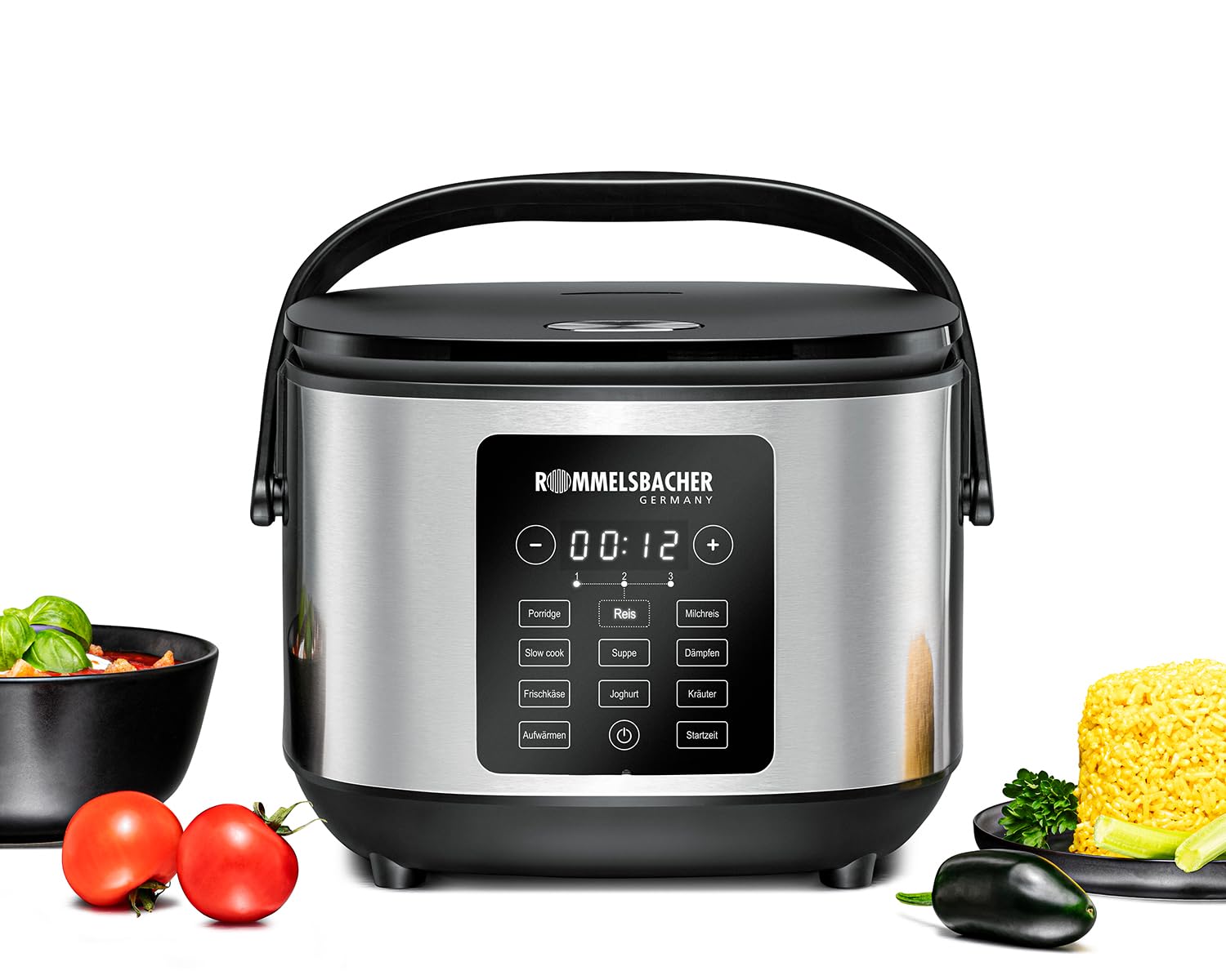 ROMMELSBACHER MRK 650 Multi Reiskocher (3 Liter, 600 W, Warmhaltefunktion, Antihaftbeschichtung (PFAS-frei), 12 Programme) 
