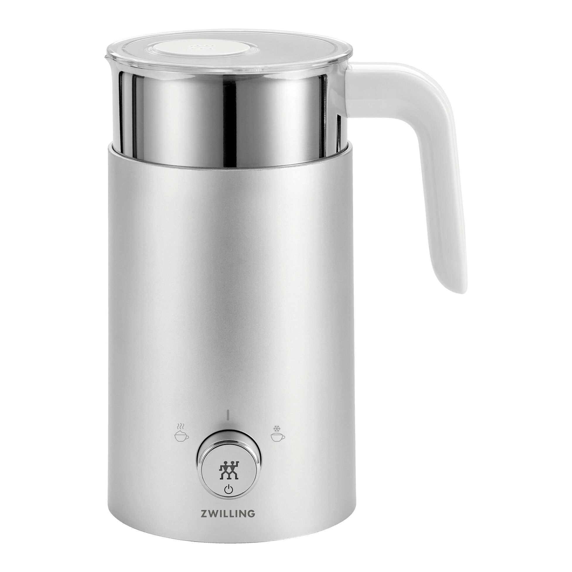 ZWILLING 1010449 Enfinigy Milchaufsch&auml;umer (0,4 Liter, 600 Watt, Kunststoff/Edelstahl, Silber, geeignet f&uuml;r pflanzliche Milch-Alternativen, 2 Aufs&auml;tze, hei&szlig;e und kalte Getr&auml;nke) 