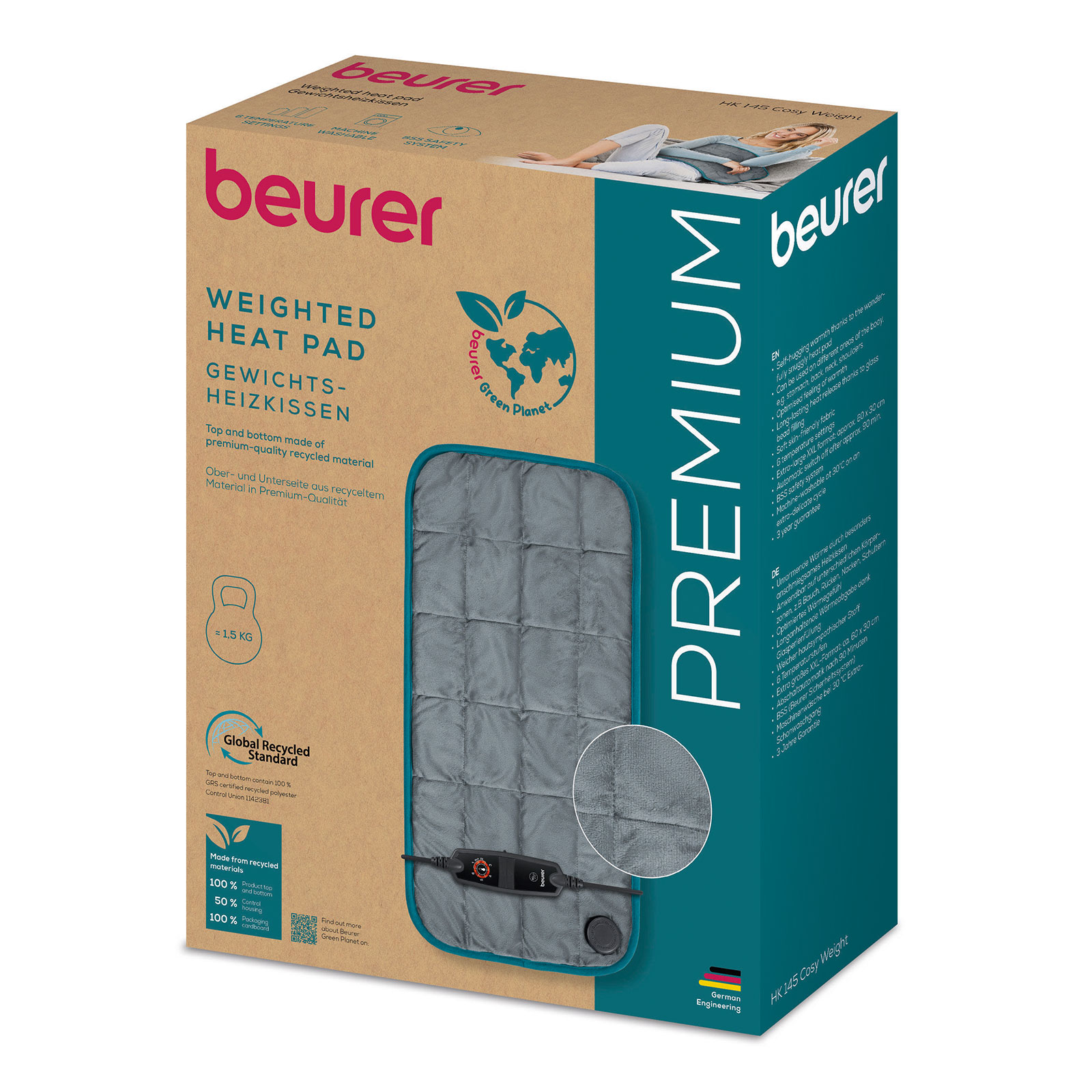 BEURER HK 145 Cosy Weight Green Planet Heizkissen 