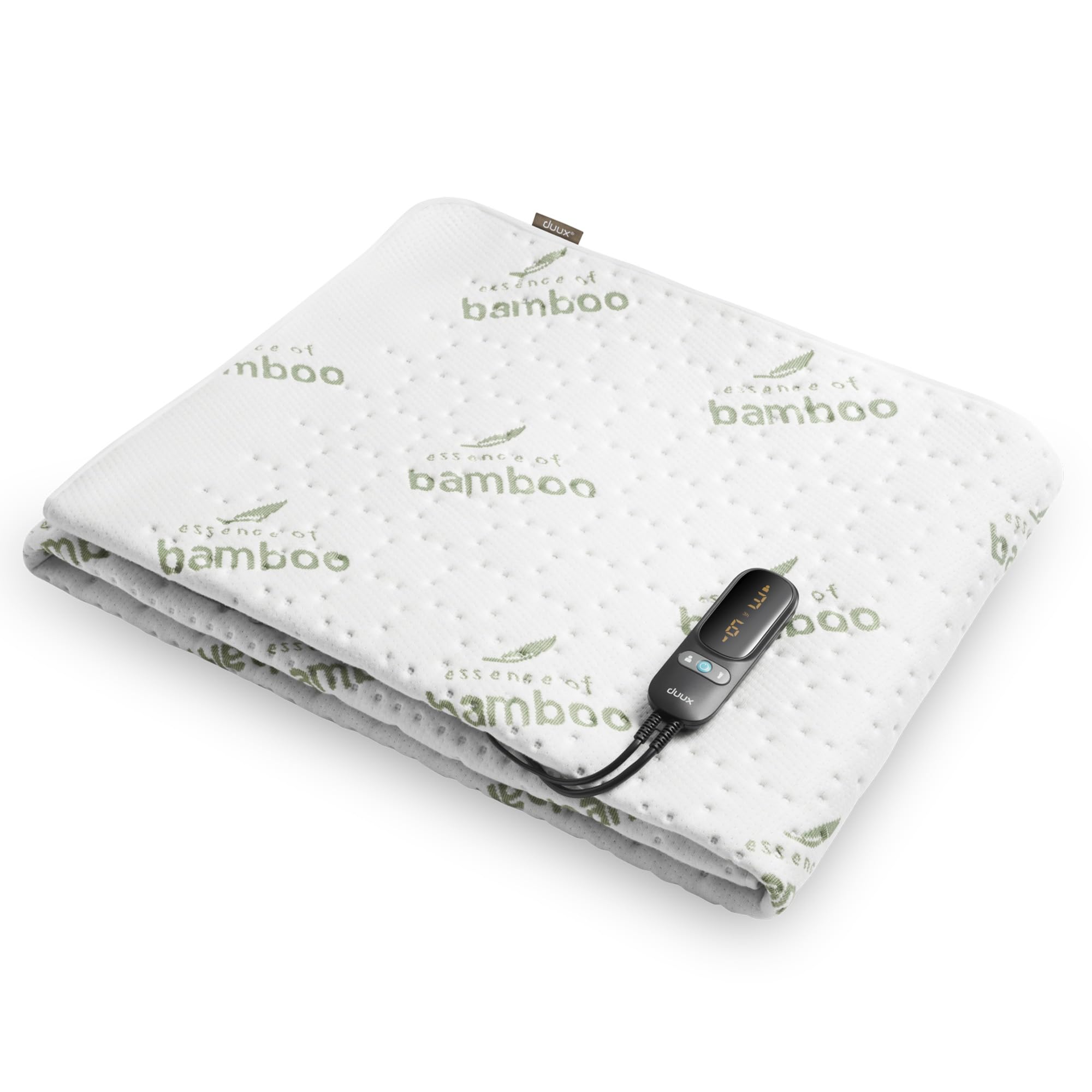 duux Snooze Bamboo Wei&szlig; 90 x 200 W&auml;rmeunterbett (6 Heizstufen, 70 Watt, 2 separat regelbare Zonen, maschinenwaschbar bei 30 &deg;C, 1-9 Stunden Timer, &Uuml;berhitzungsschutz) 