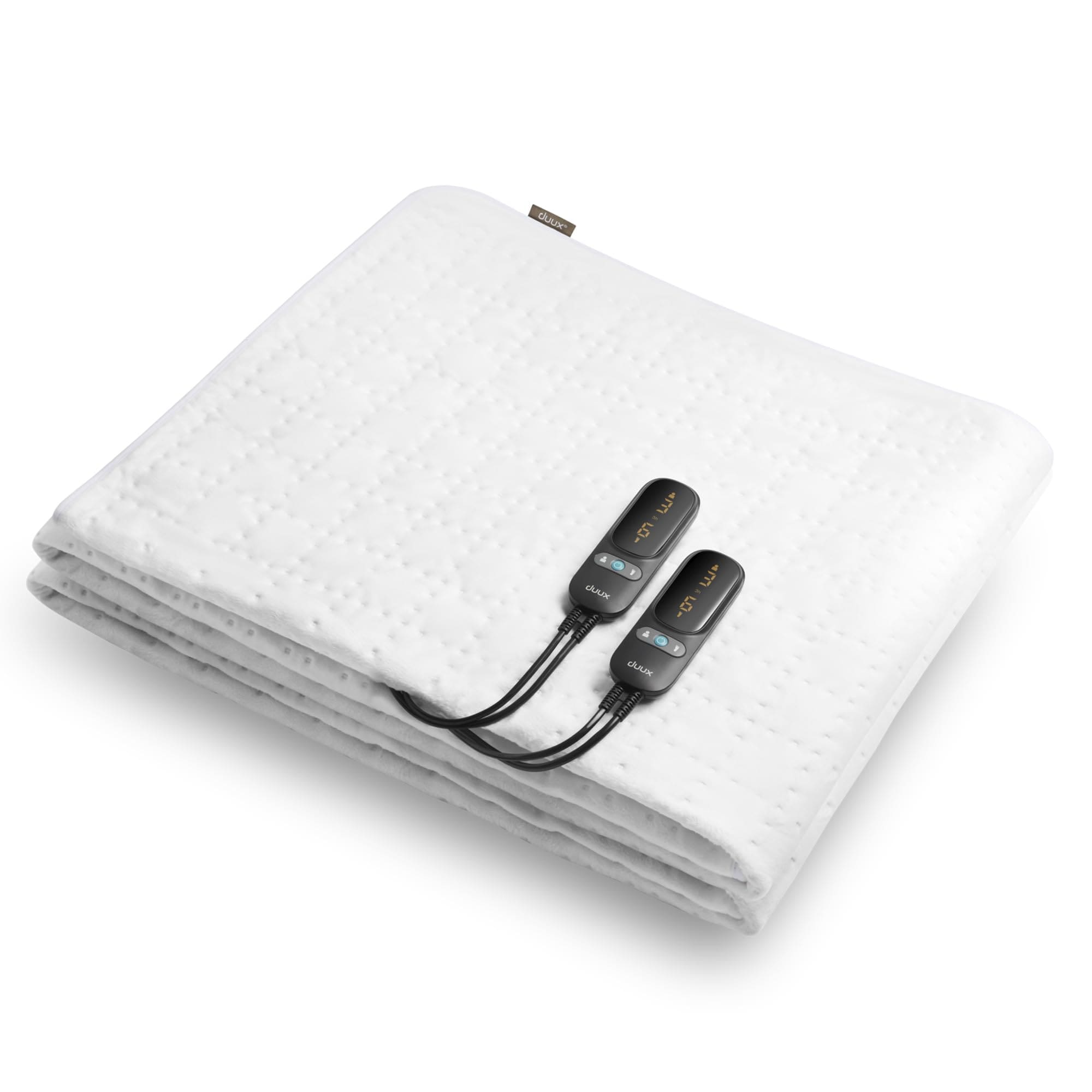 duux Snooze Fleece Wei&szlig; 155 x 200 W&auml;rmeunterbett (6 Heizstufen, 116 Watt, 2 separat regelbare Zonen, maschinenwaschbar bei 30 &deg;C, 1-9 Stunden Timer, &Uuml;berhitzungsschutz) 