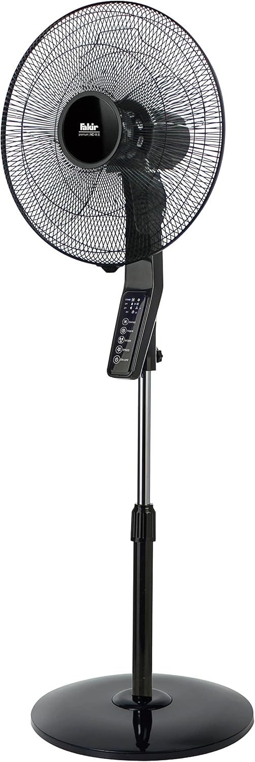 Fakir VC 46 S Standventilator (60 W Motor, 42 dB(A) leise, 3 Windmodi, 3 Geschwindigkeiten, 90&deg; Oszillation, Touch-Bedienfeld, Fernbedienung mit Magnet-Halter, 7,5h Timer, h&ouml;henverstellbar 110?155 cm) 