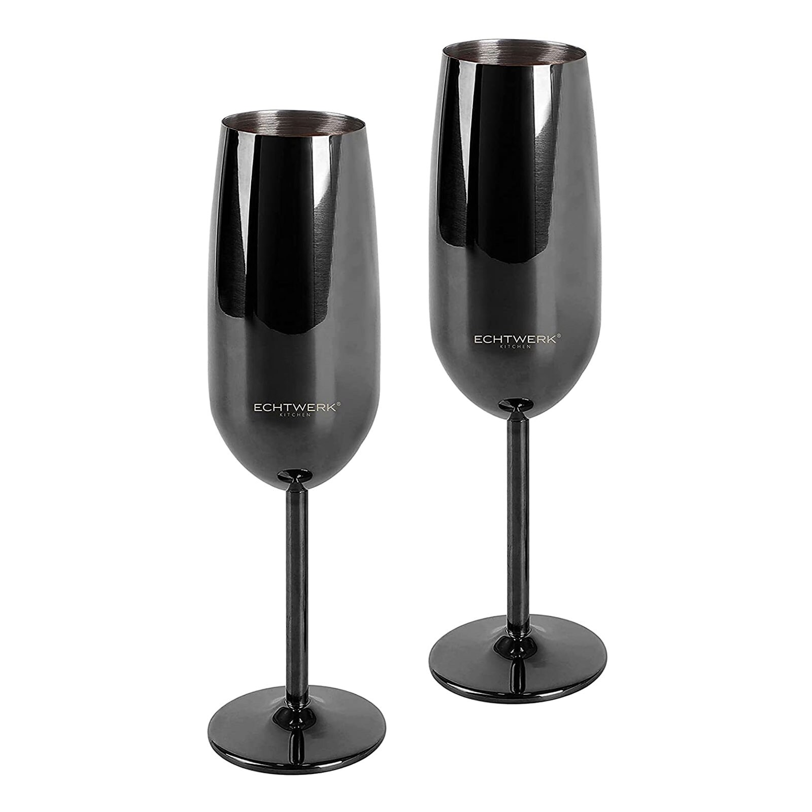 Echtwerk EW-CG-1753S Sekt-/Champagnerkelch Set 2tlg aus Edelstahl - schwarz 