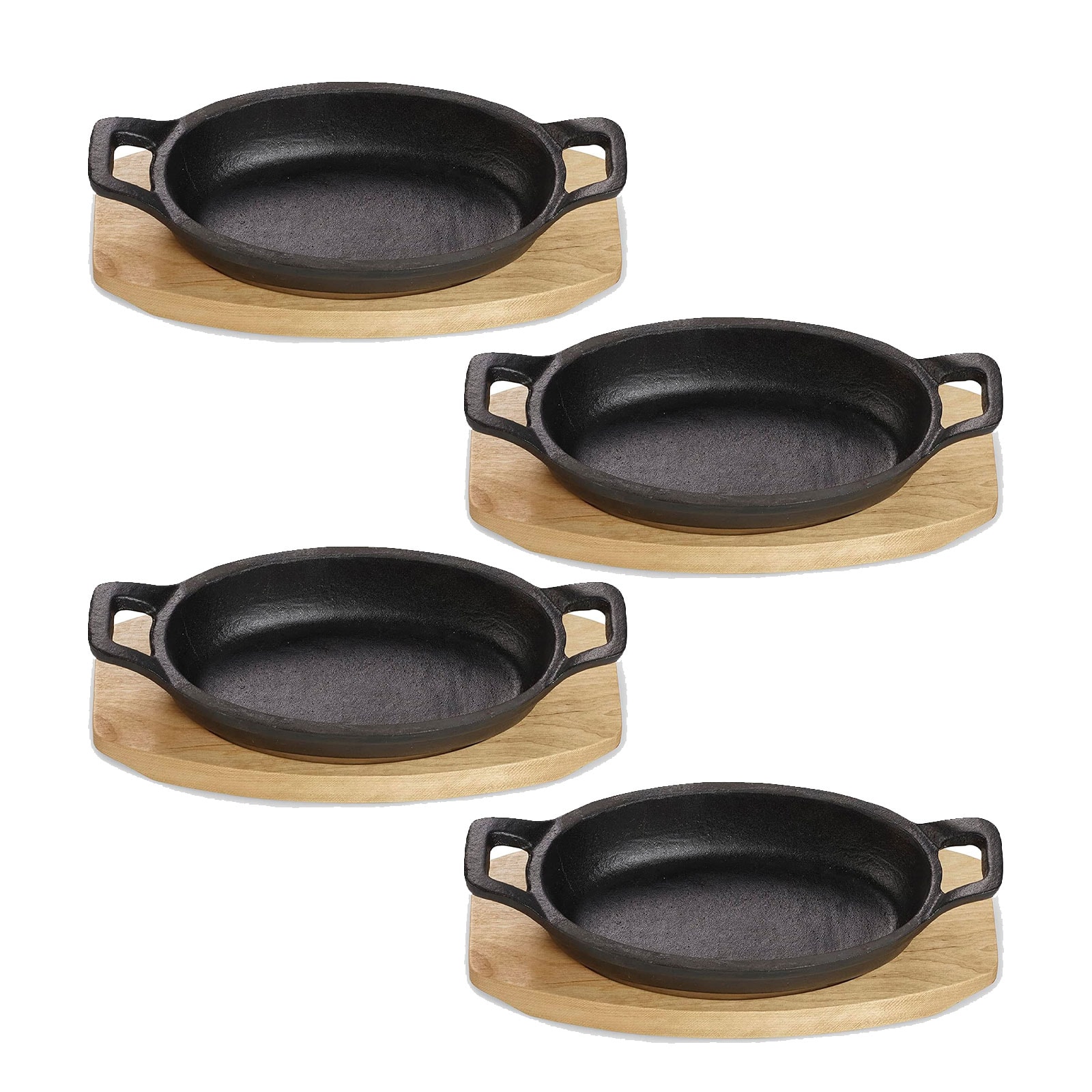 Echtwerk EW-GE-1345-4 Servierschale aus Gusseisen, Auflaufform mit Servierbrett, Grillpfanne Small-Edition 