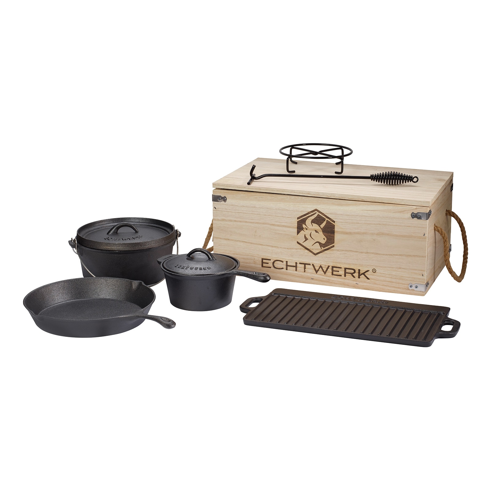 Echtwerk Dutch Oven Set 7tlg Holzkiste EW-GE-1299 