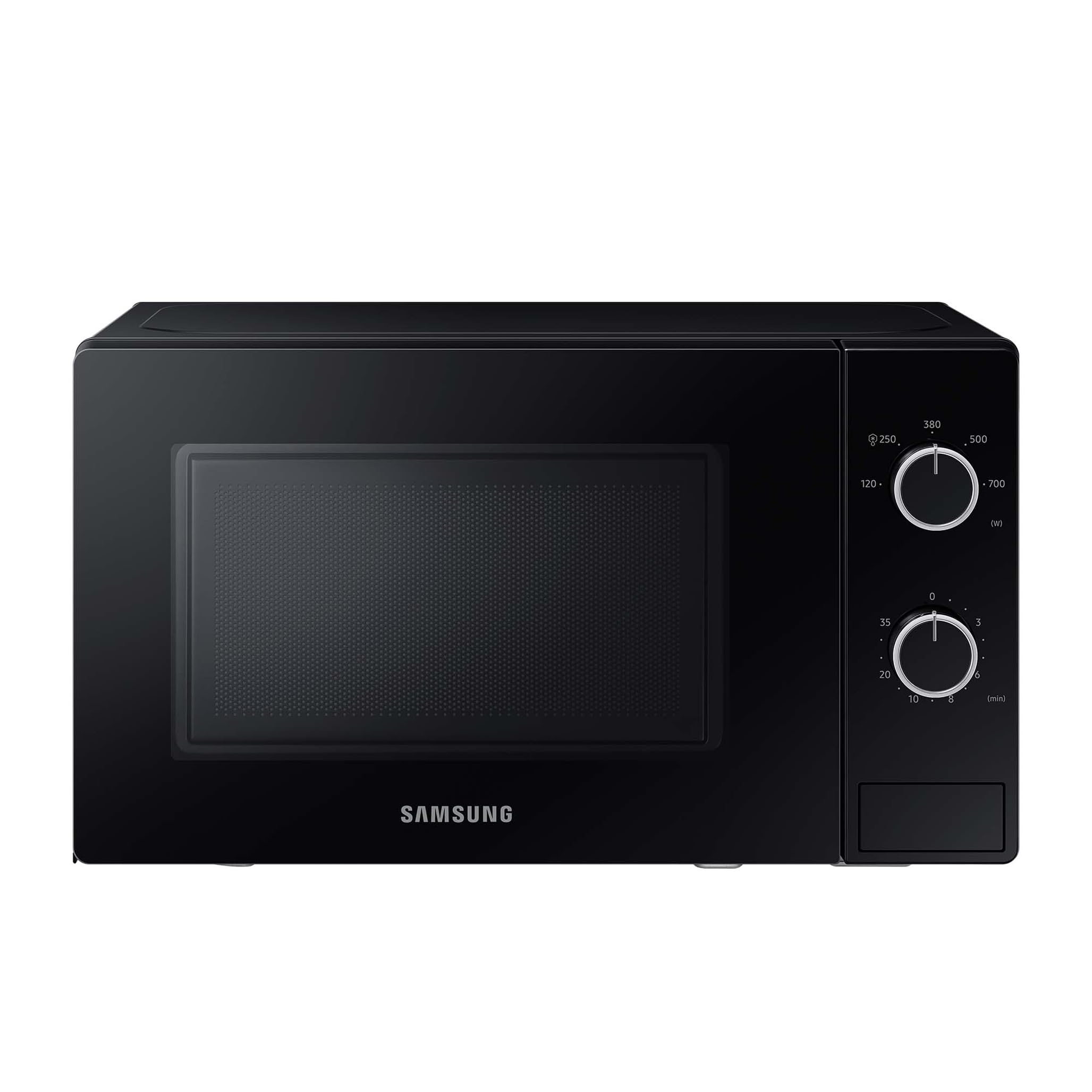 Samsung Solo-Mikrowelle, 700 W, Epoxy-Garraum mit 20 l Volumen, 5 Leistungsstufen, Defrost, Schwarz, MS20A3010AL/EG 